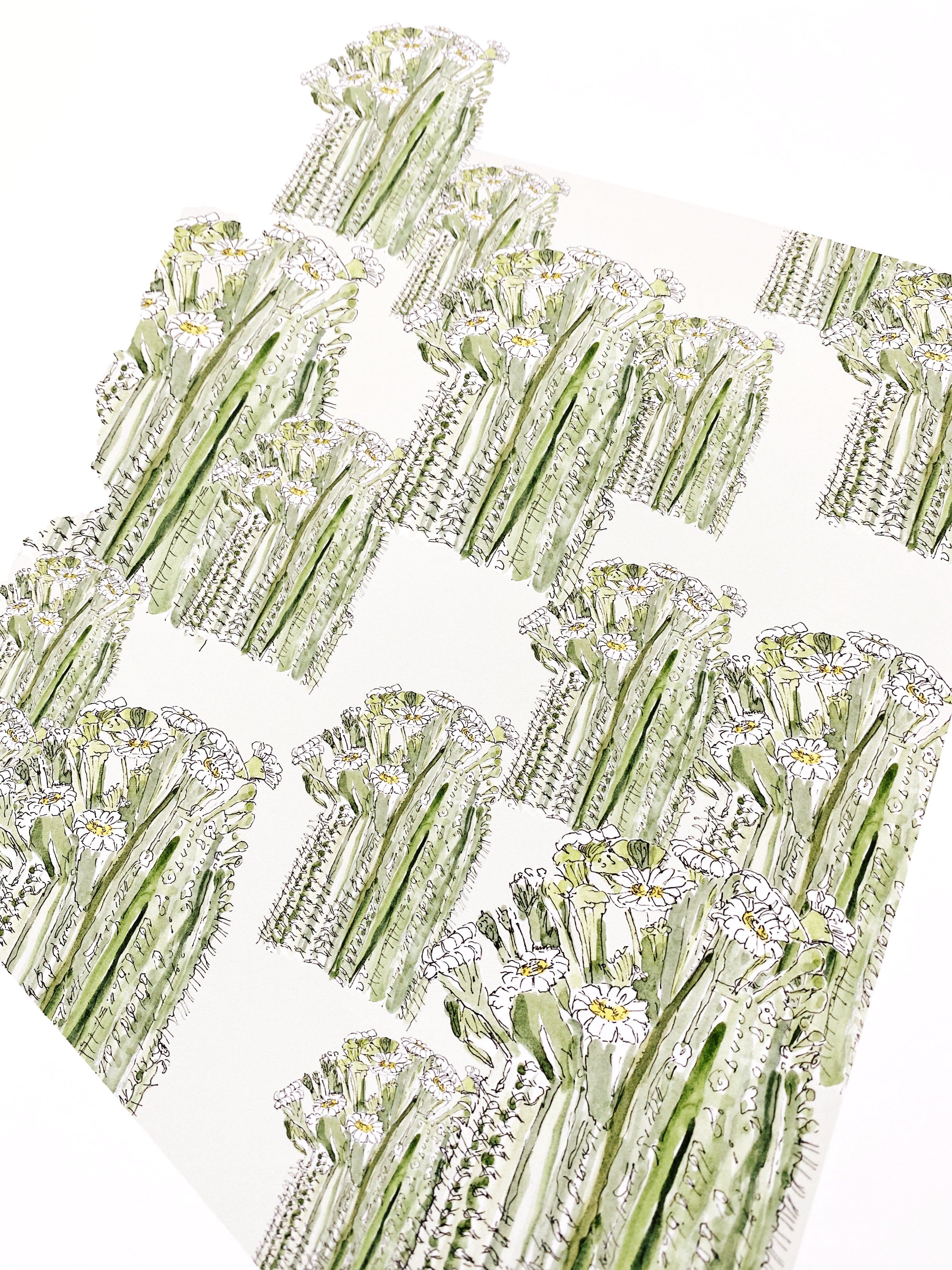 ARIZONA State Flower Map: Saguaro Cactus Blossom: PRINT