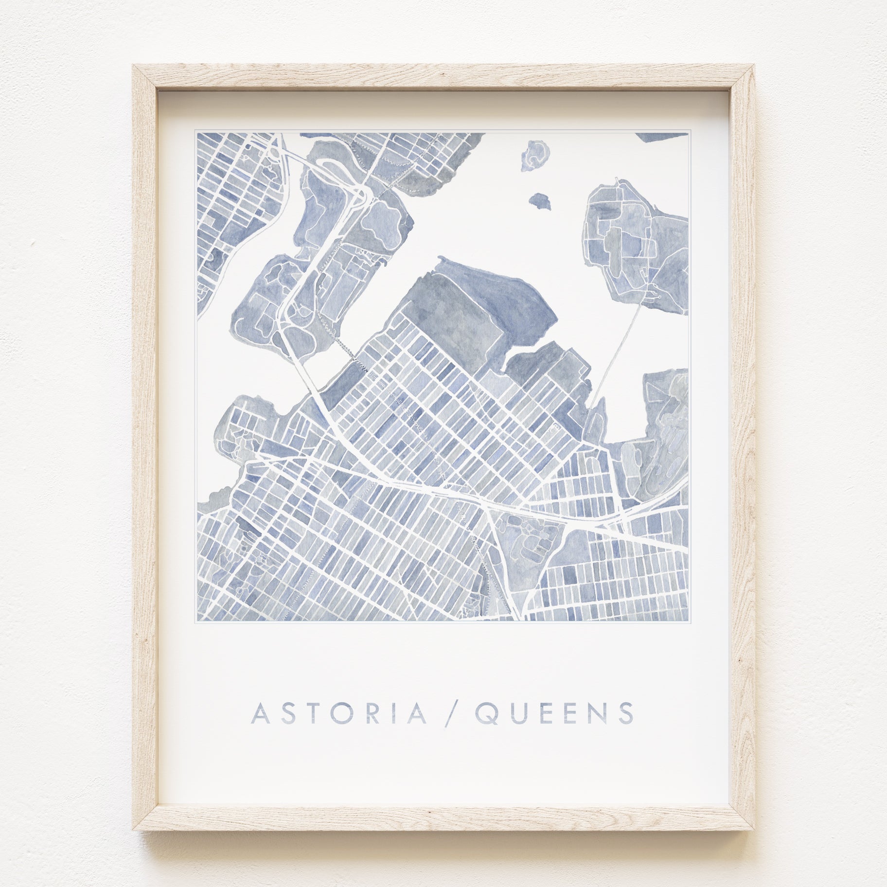 ASTORIA Queens Watercolor City Blocks Map: PRINT