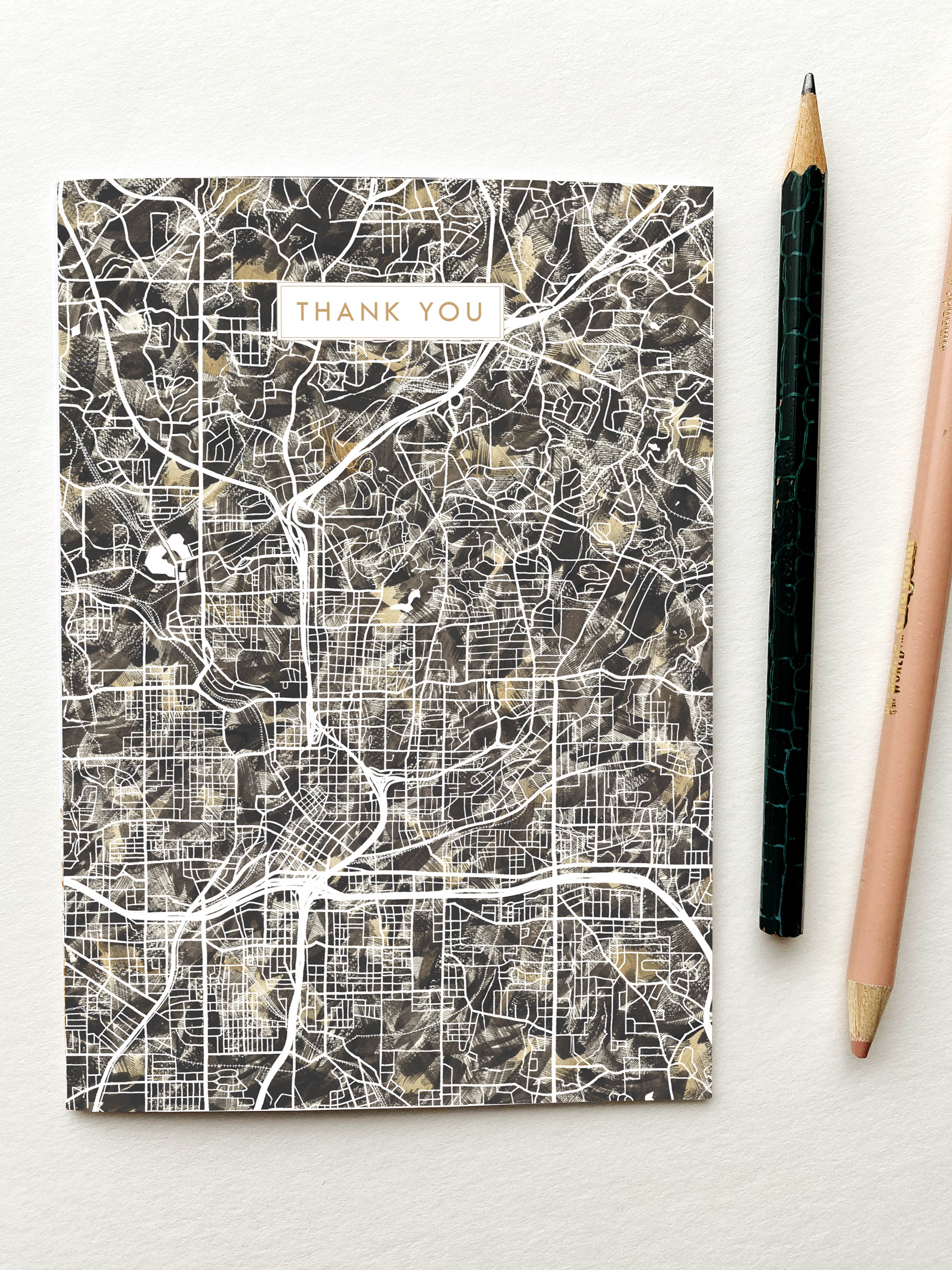 ATLANTA Georgia Watercolor Map - THANK YOU greeting card