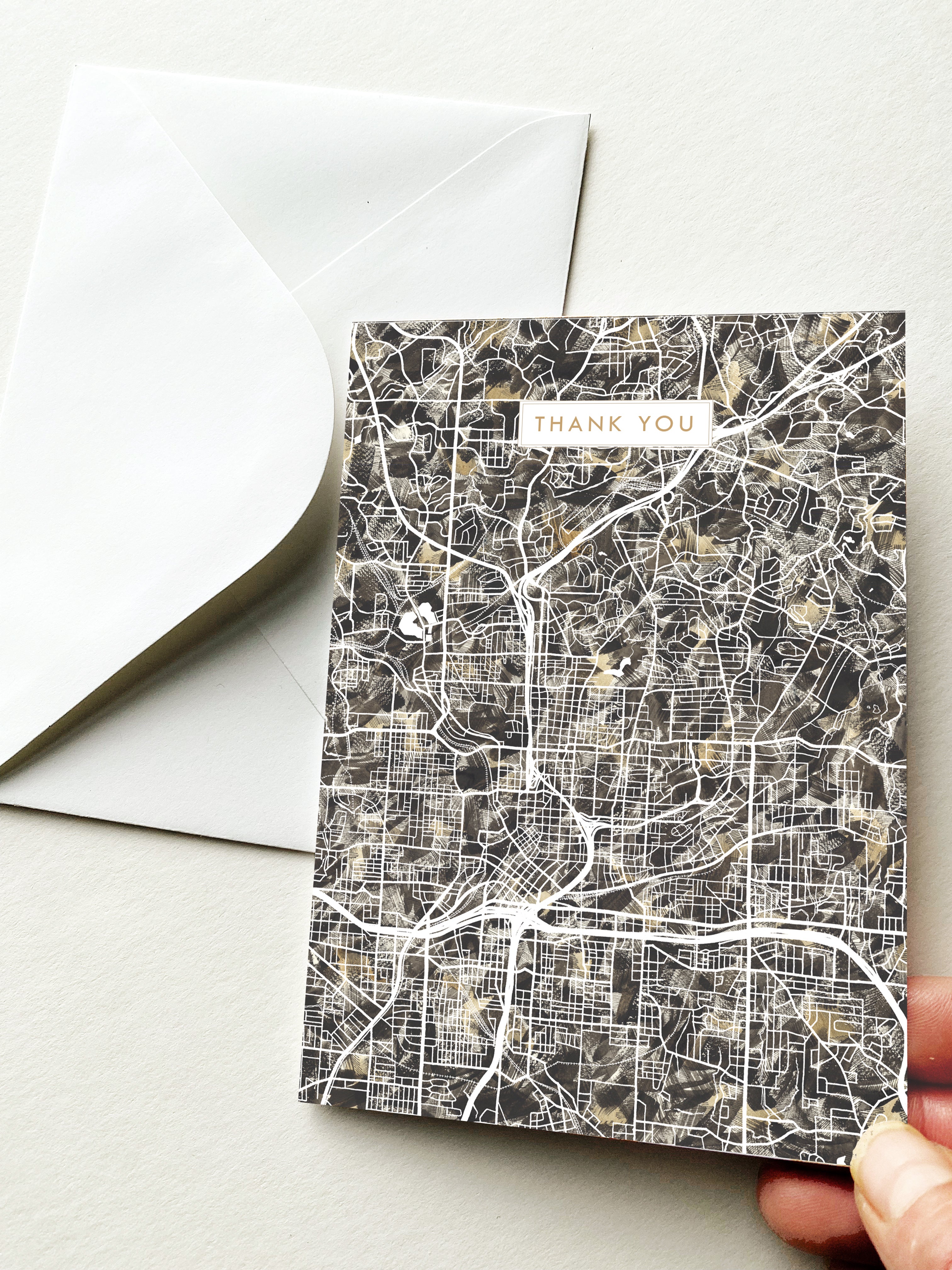 ATLANTA Georgia Watercolor Map - THANK YOU greeting card
