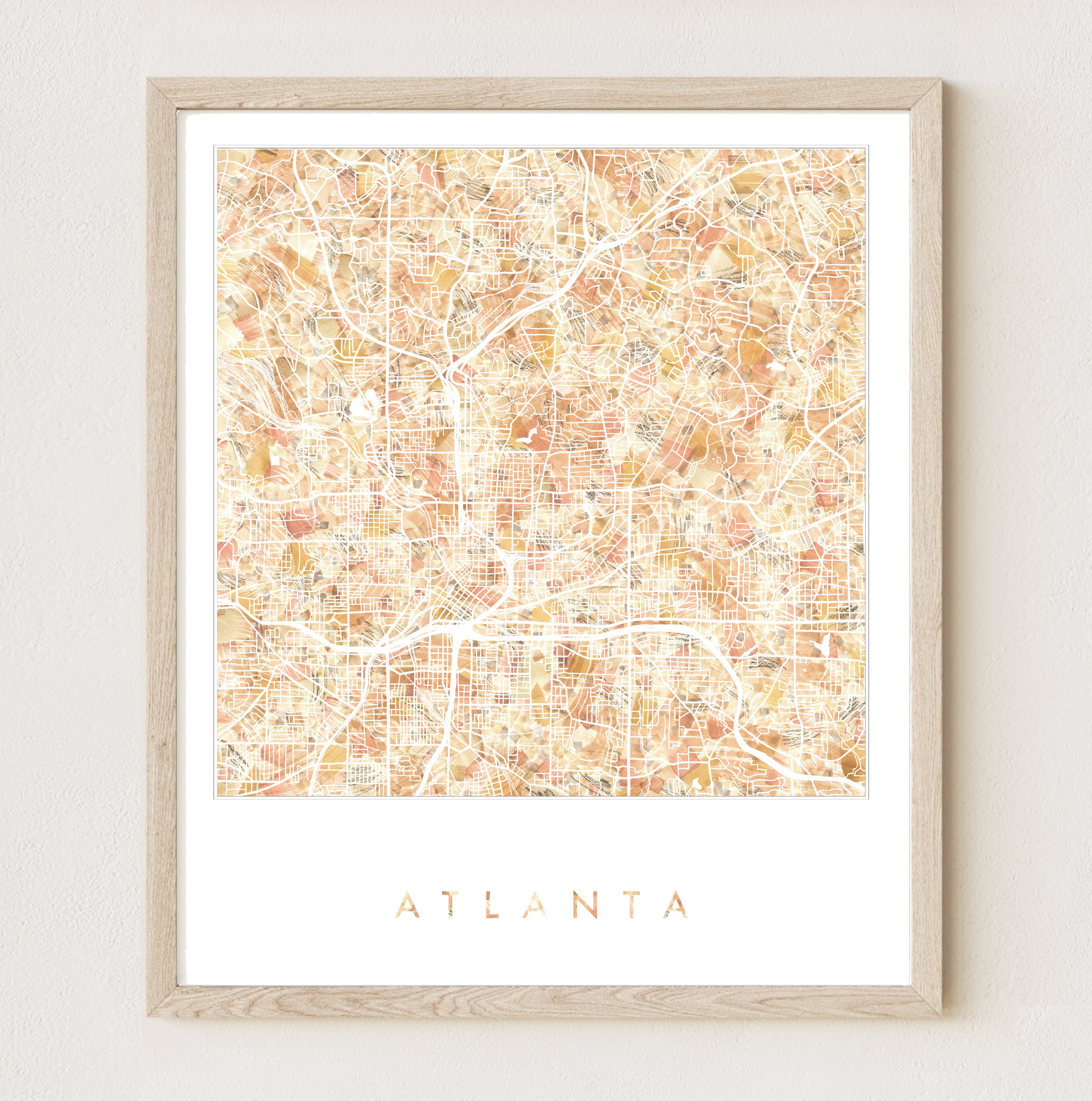 Custom YOUR CITY: Painted "Urban Fabrics" Map: PRINT: Wholesale Only