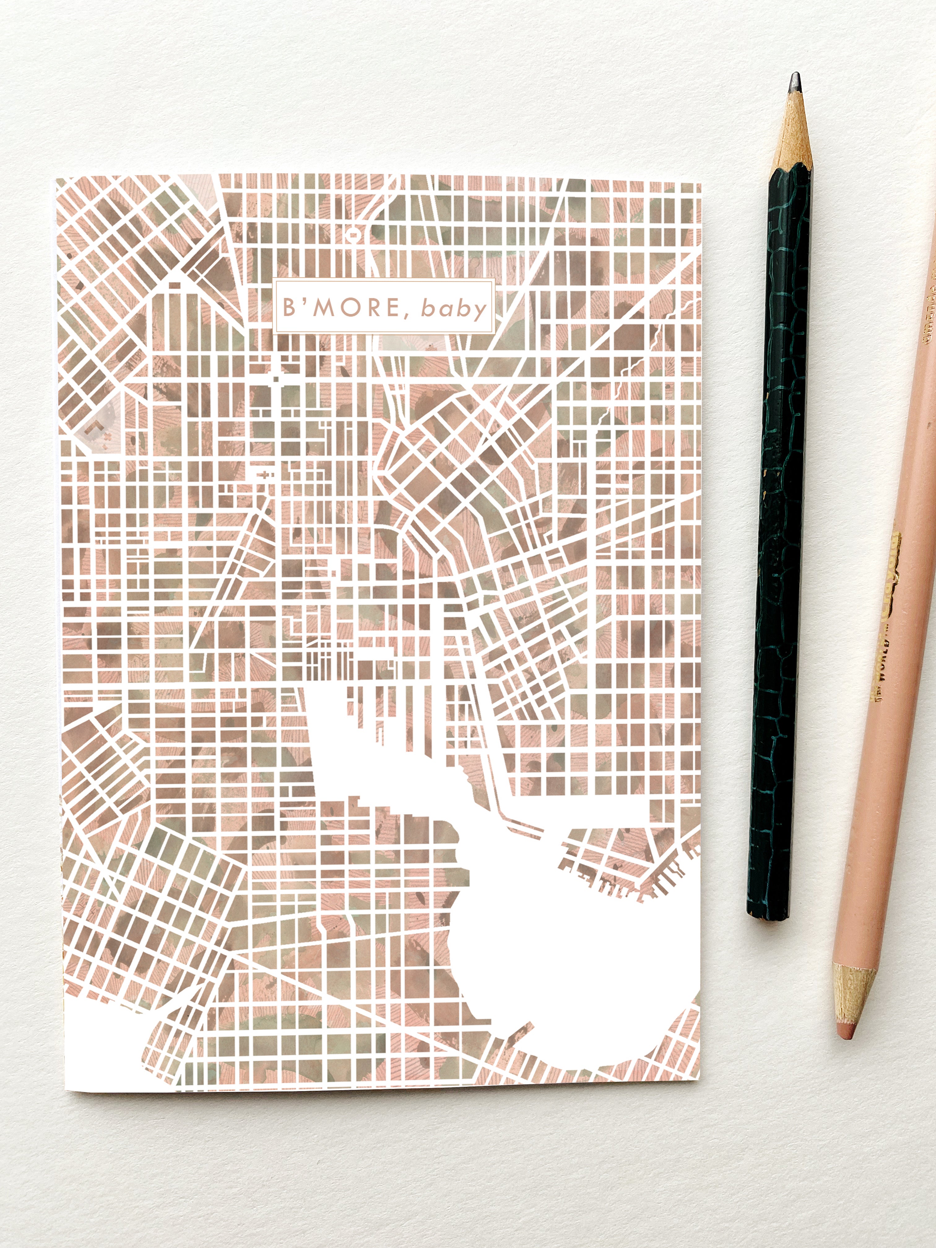 B'MORE BABY Baltimore Maryland Watercolor Wash Map - city nickname greeting card