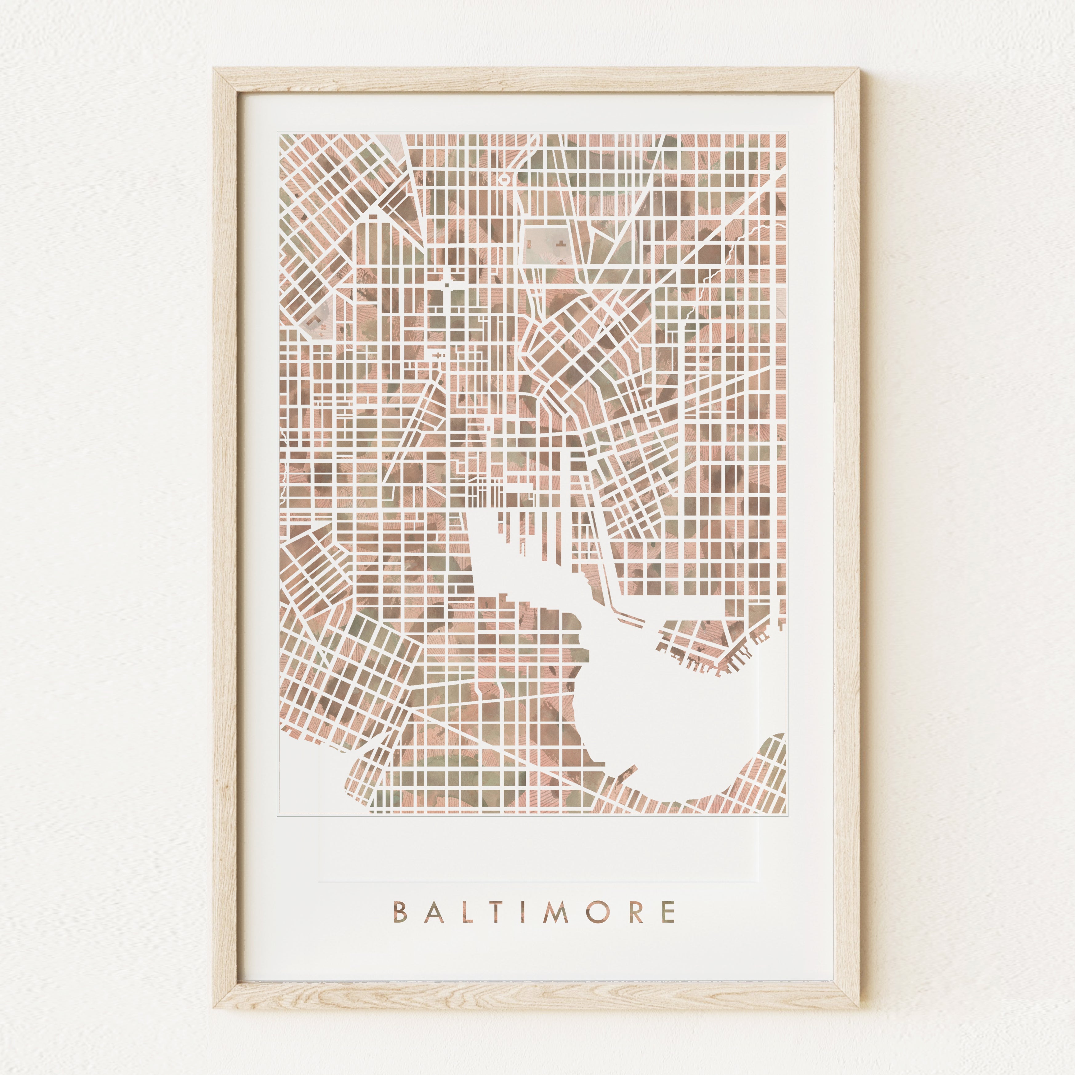 BALTIMORE Watercolor City Blocks Map: PRINT