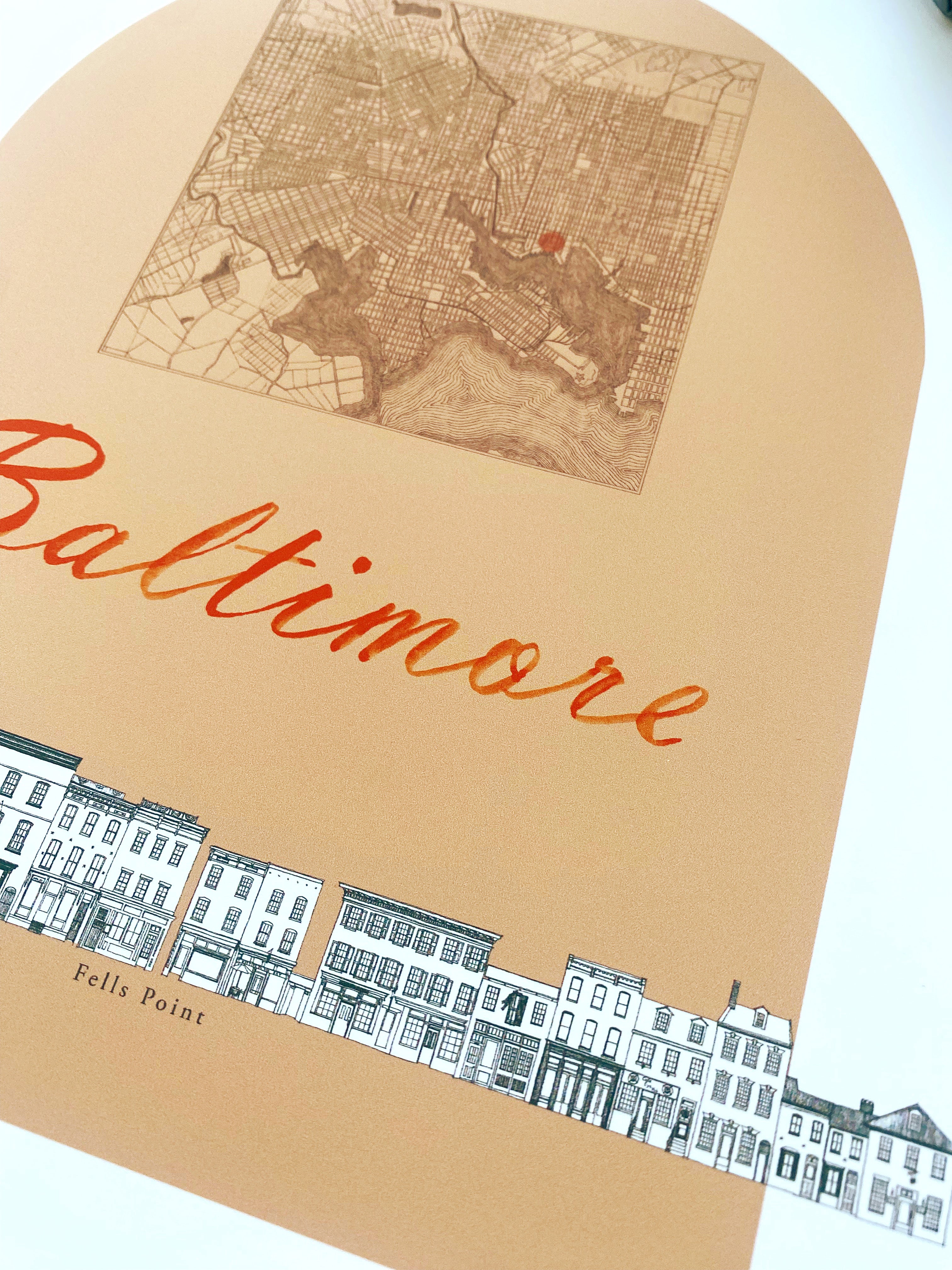 BALTIMORE Maryland Fells Point Streetscape + Map: PRINT