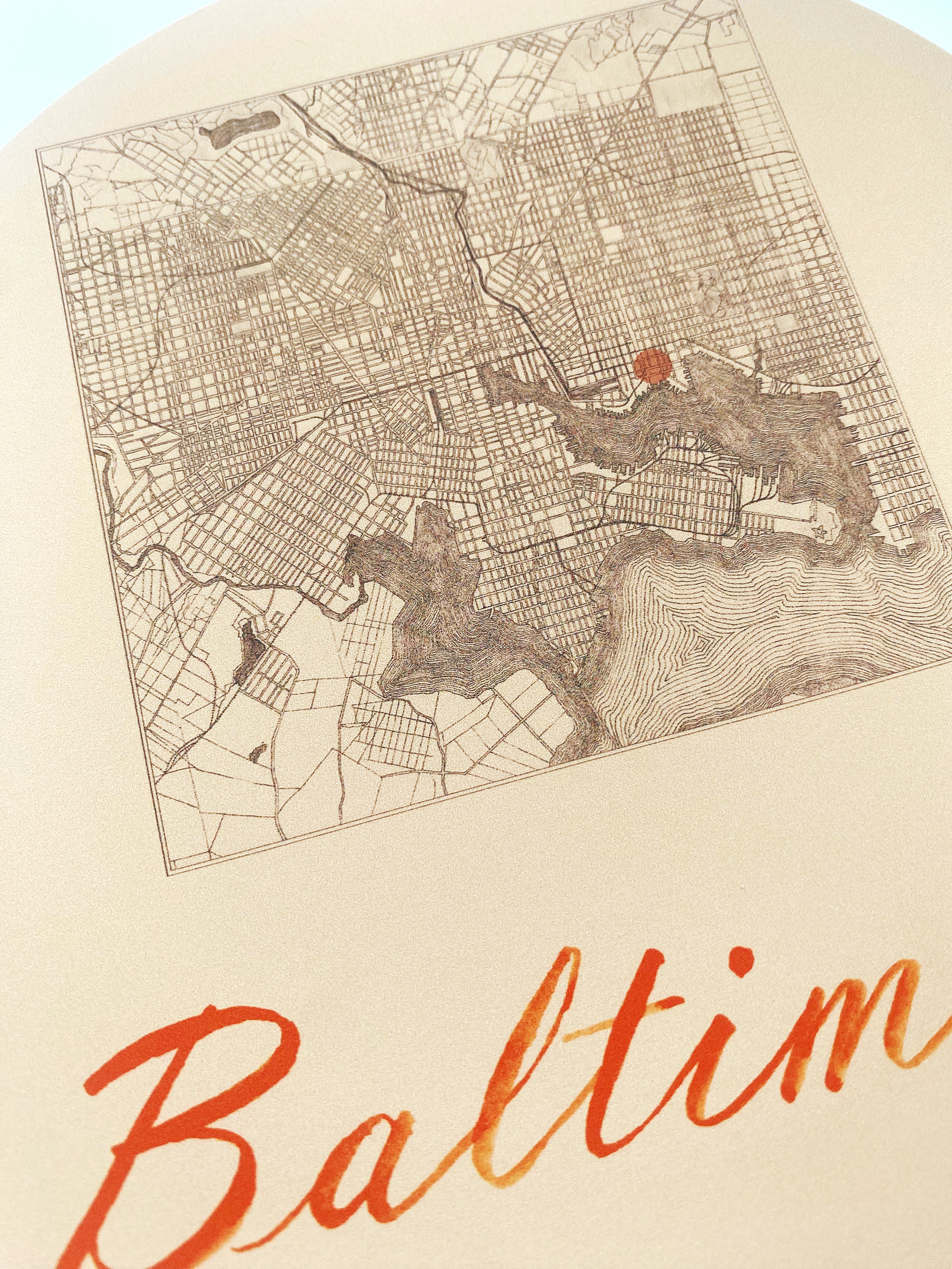 BALTIMORE Maryland Fells Point Streetscape + Map: PRINT