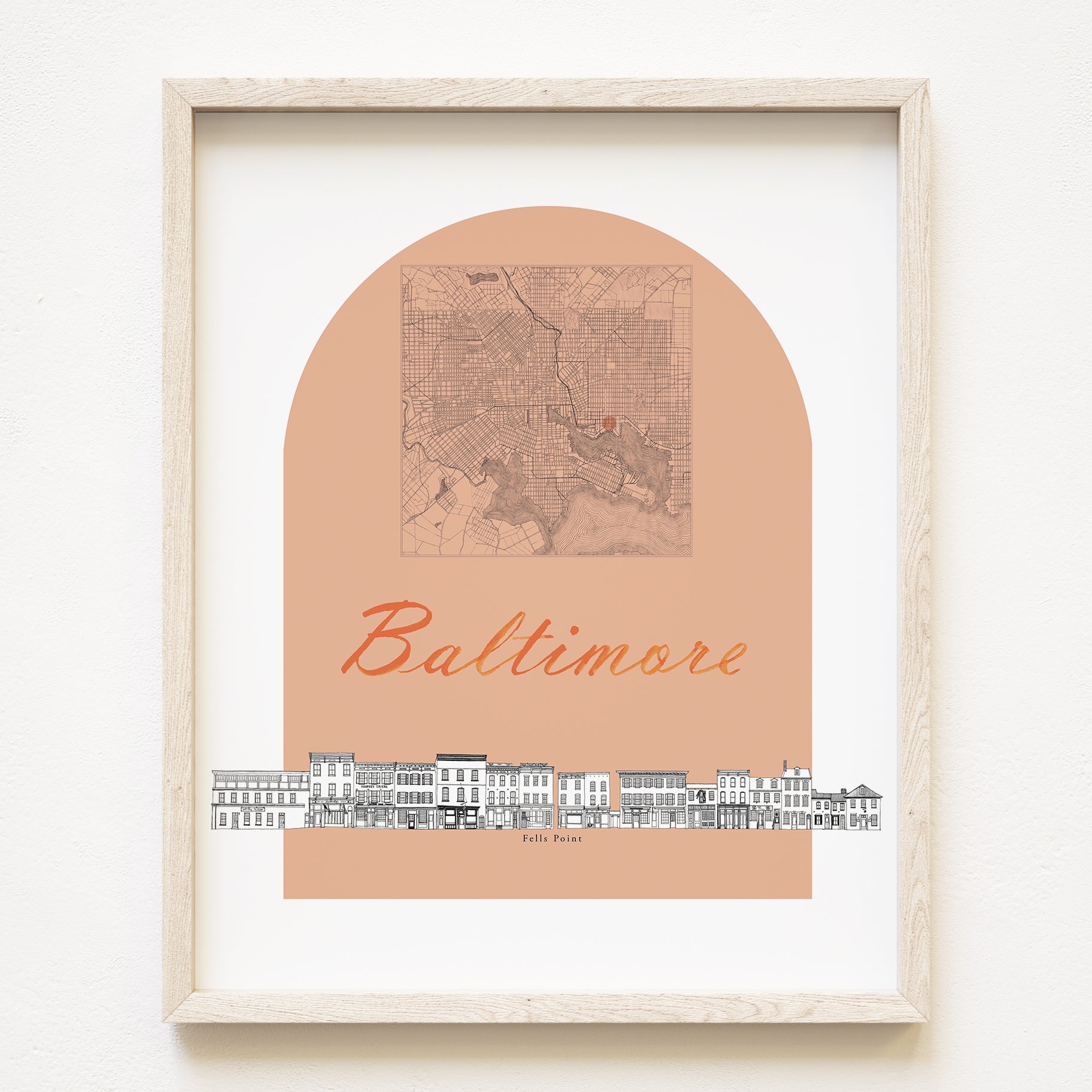 BALTIMORE Maryland Fells Point Streetscape + Map: PRINT