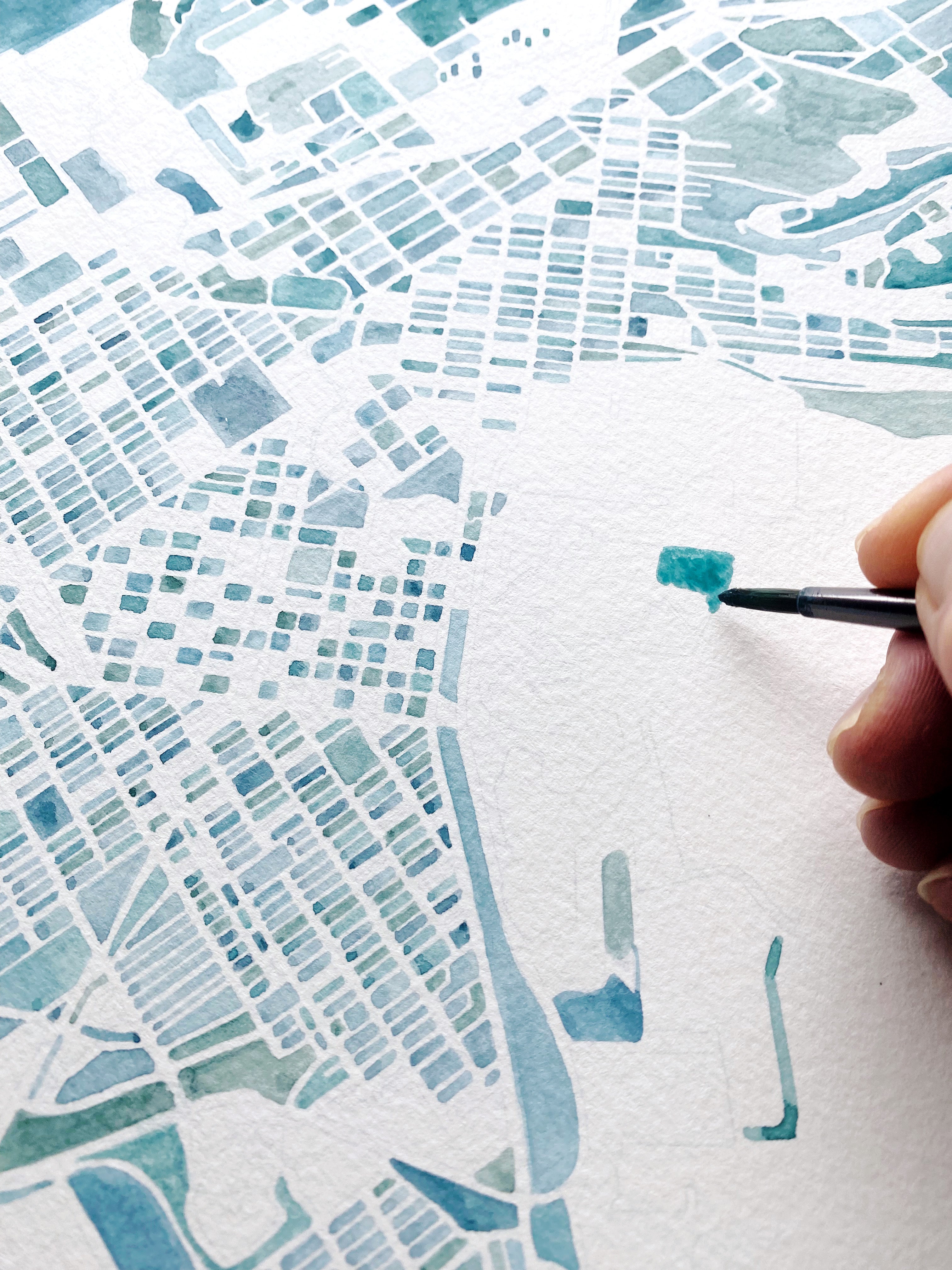 BELLINGHAM + Mount Baker WA Watercolor City Map Postcard