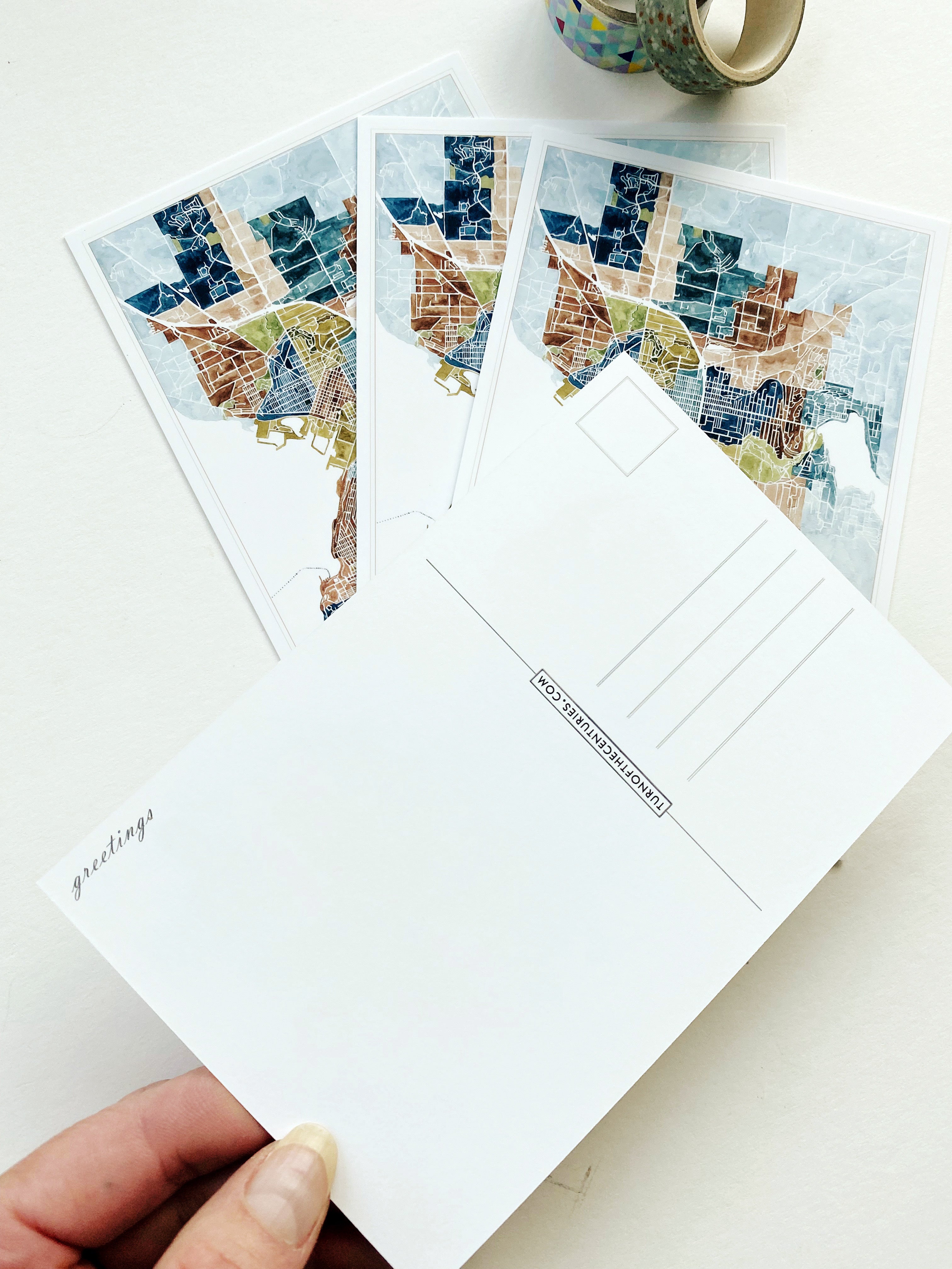 BELLINGHAM Washington Neighborhoods Watercolor Map Postcard