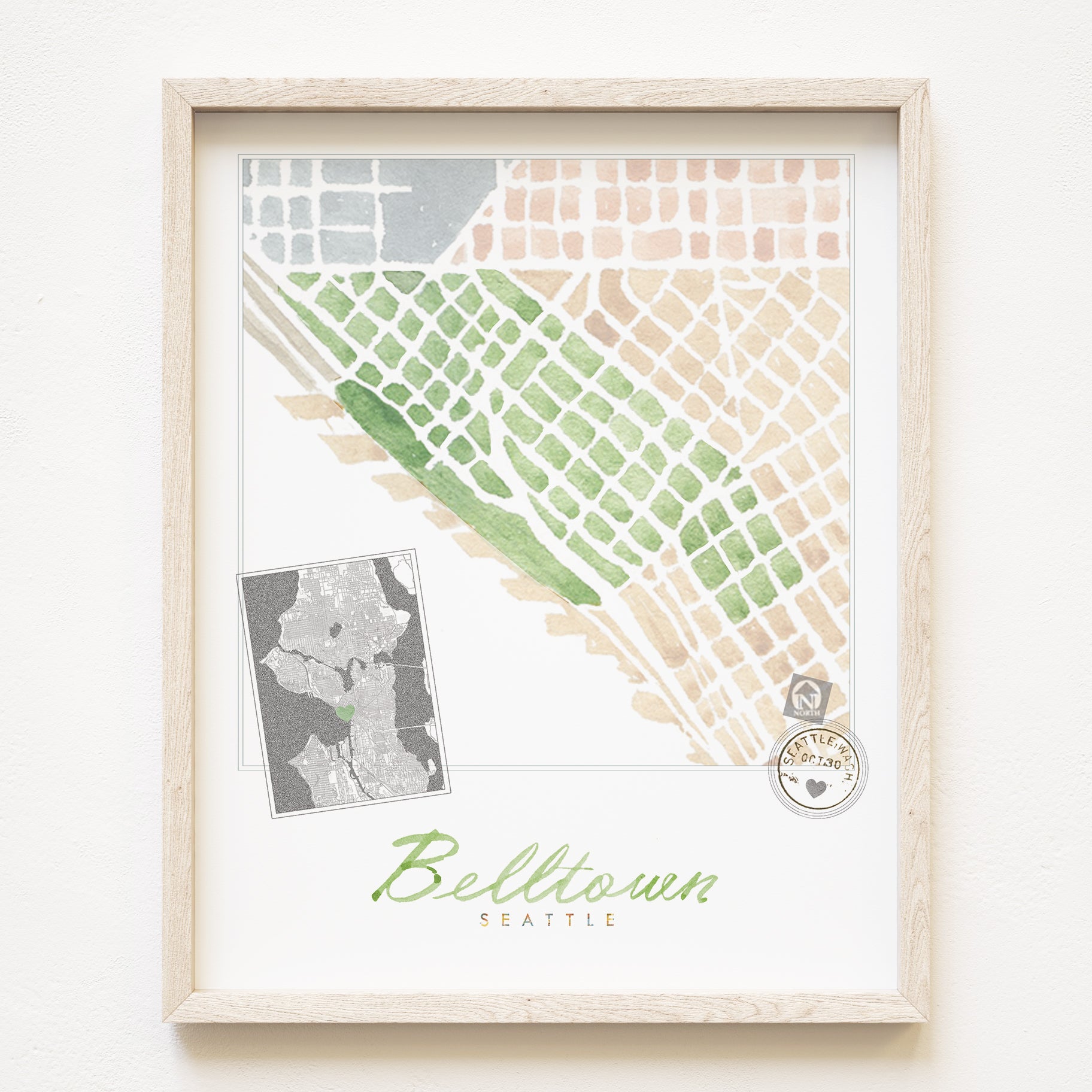 Belltown SEATTLE Neighborhood Watercolor Map: PRINT