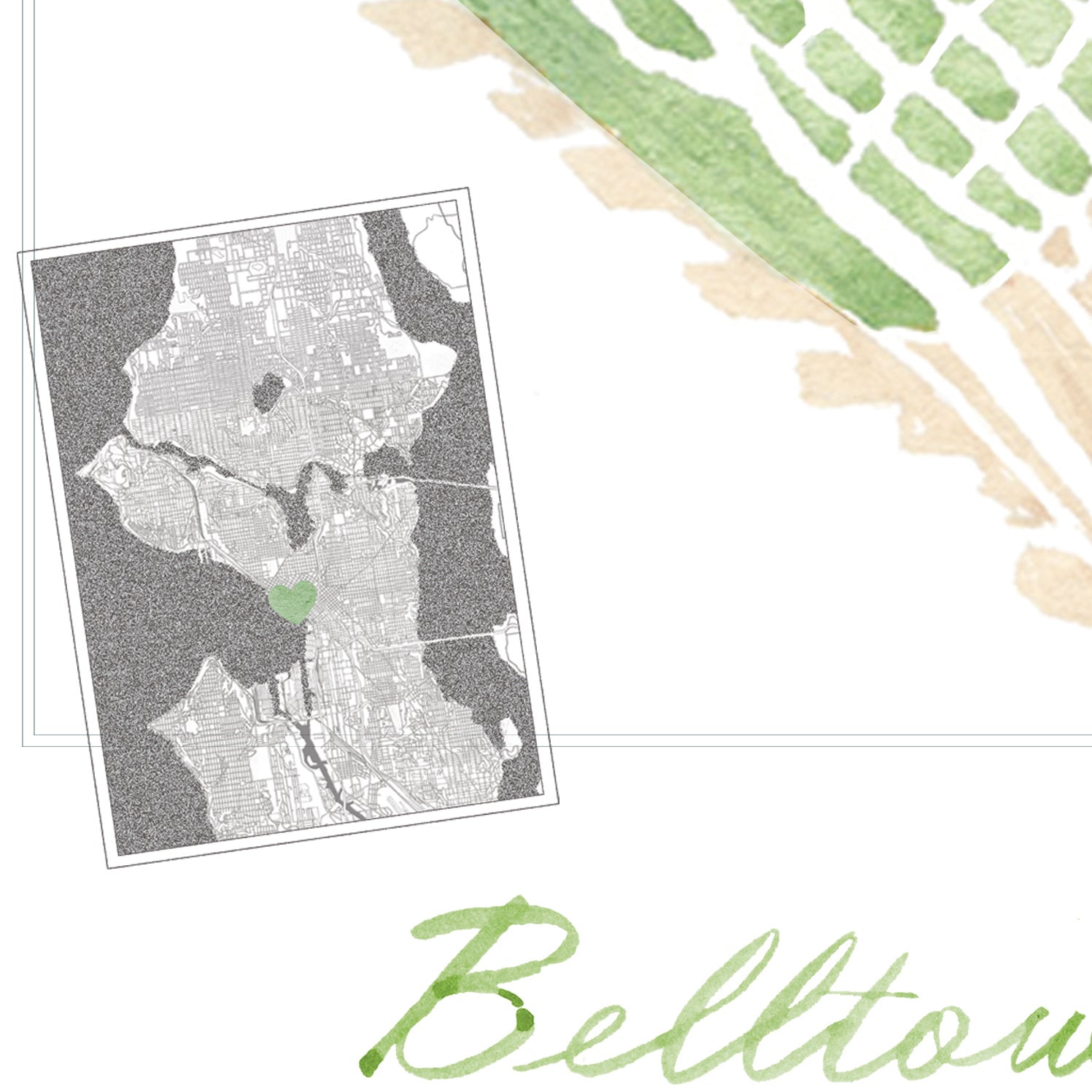 Belltown SEATTLE Neighborhood Watercolor Map: PRINT