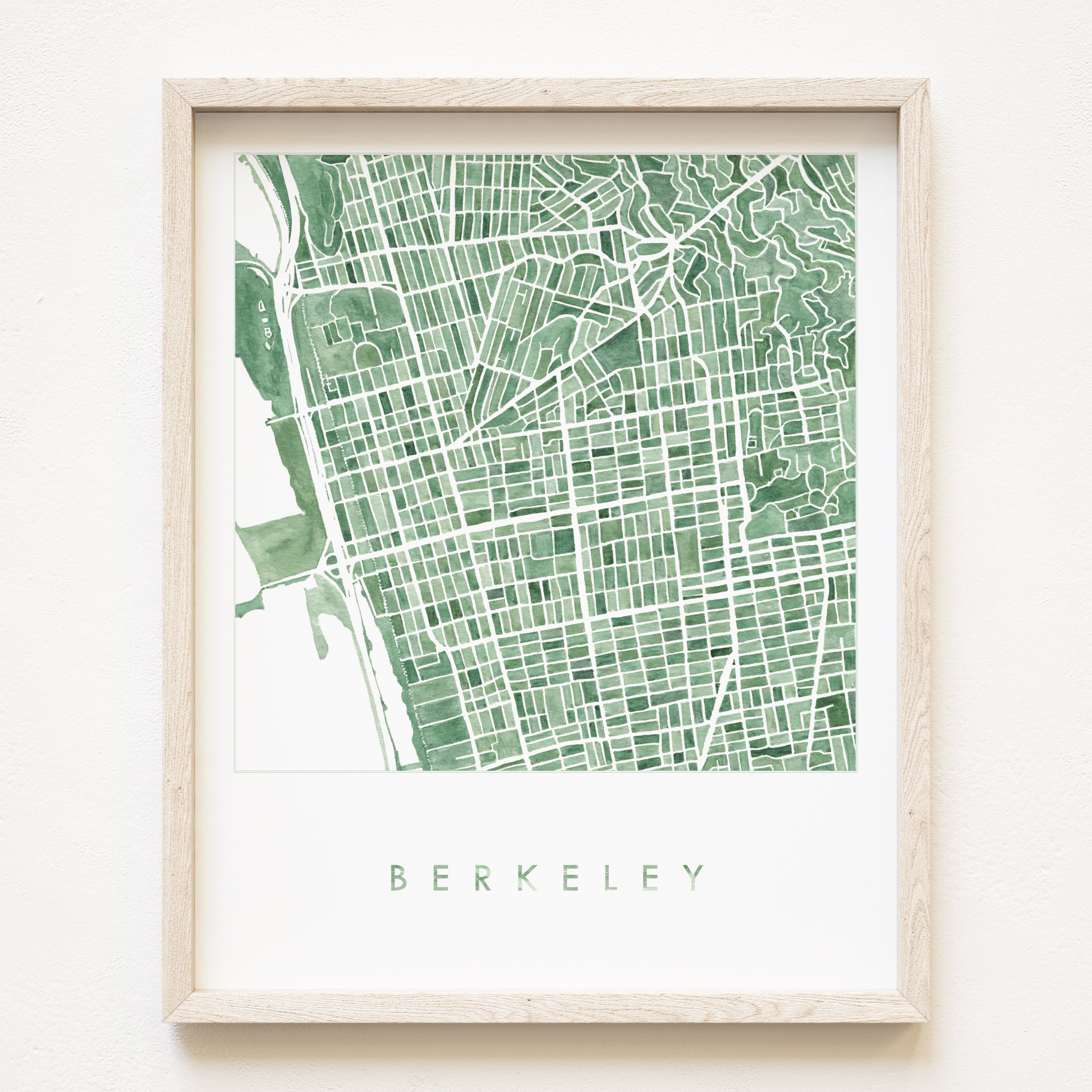 BERKELEY California Map Watercolor City Blocks Map: PRINT