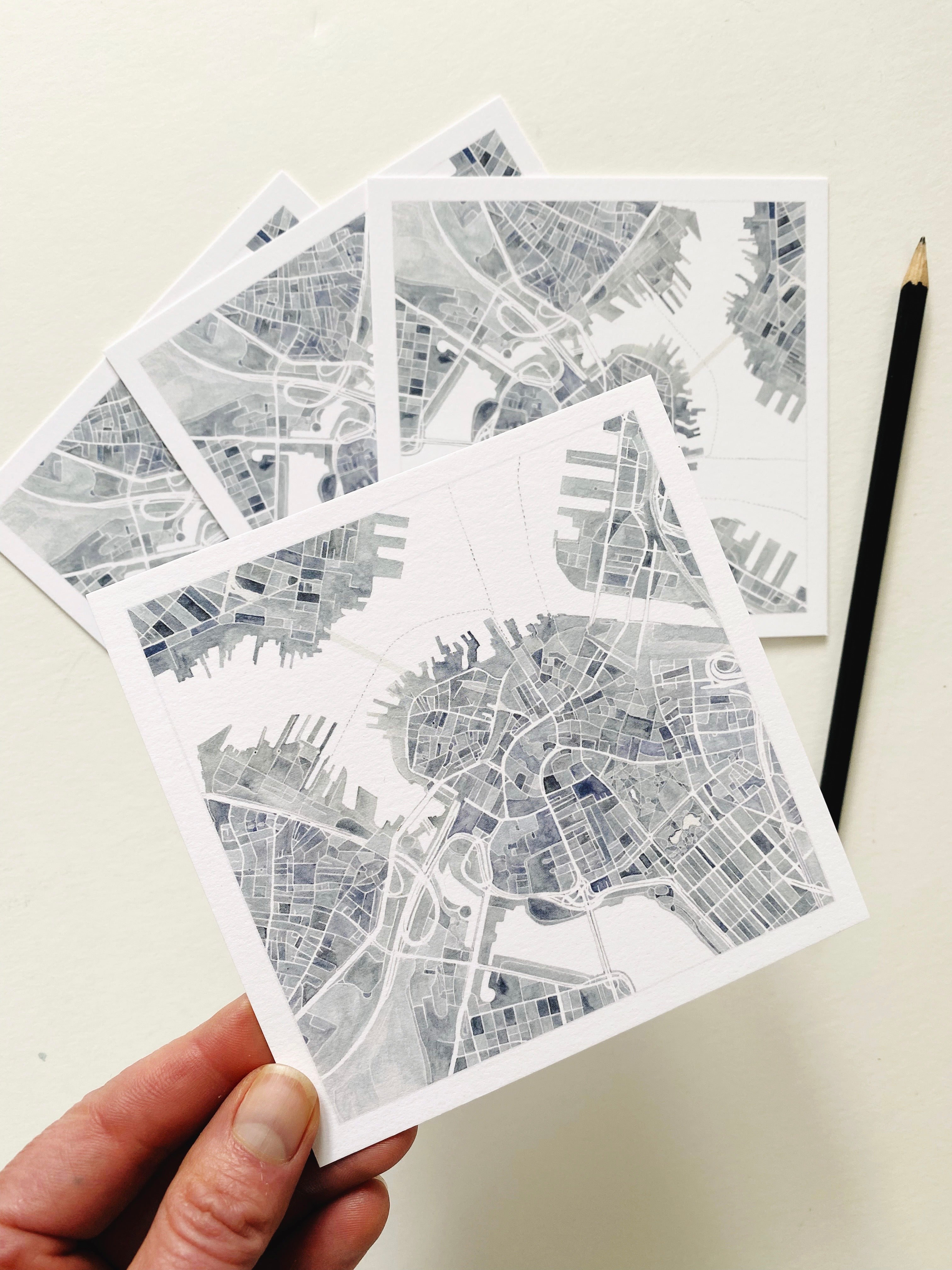 BOSTON Massachusetts Map Postcard