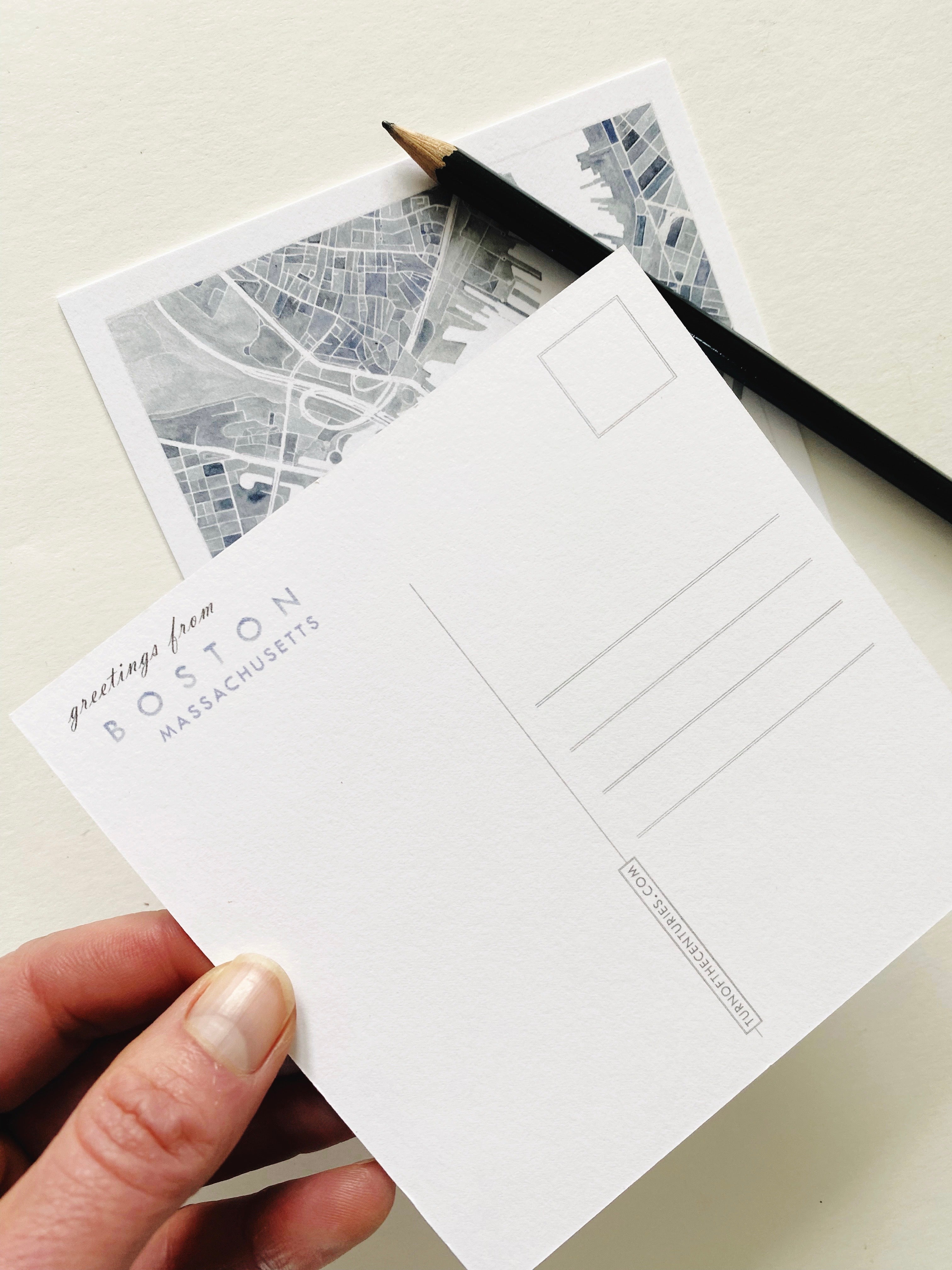 BOSTON Massachusetts Map Postcard