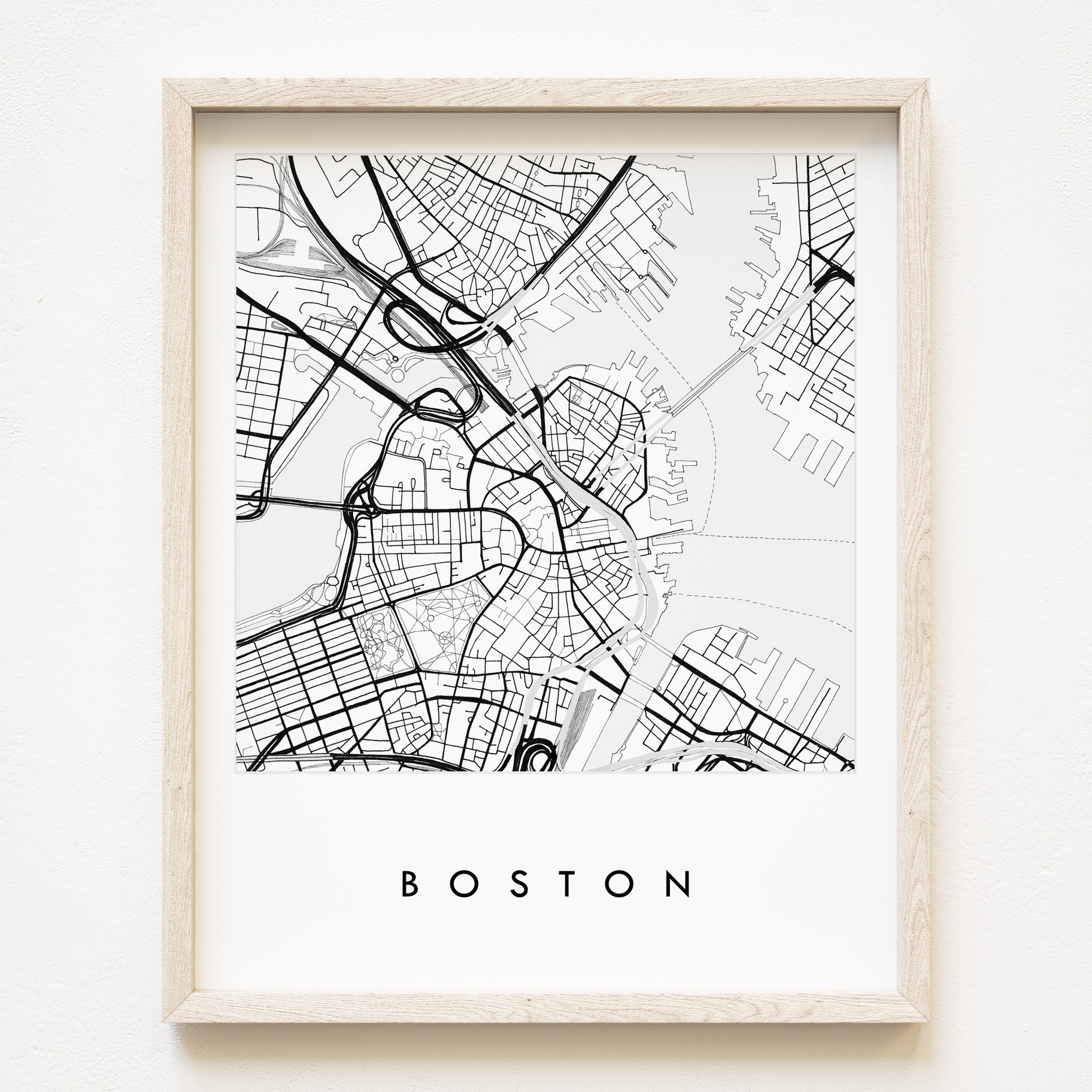 BOSTON Massachusetts City Lines Map: PRINT