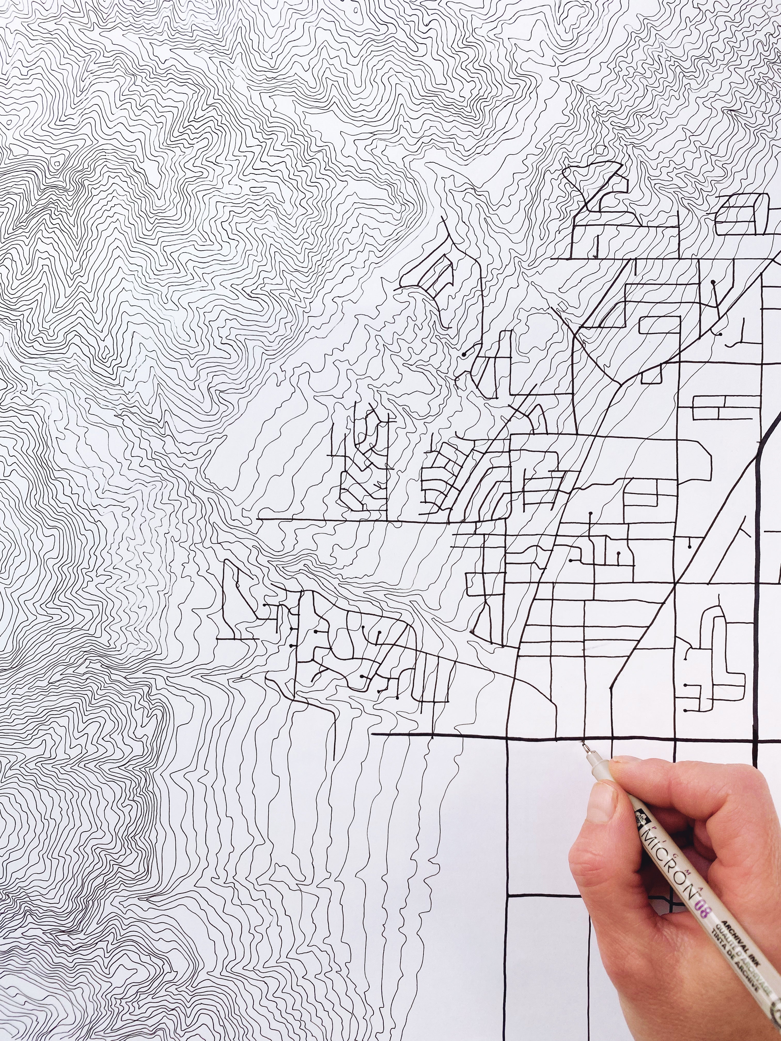 Custom YOUR CITY: Black and White "City Lines" Map: PRINT: Wholesale Only