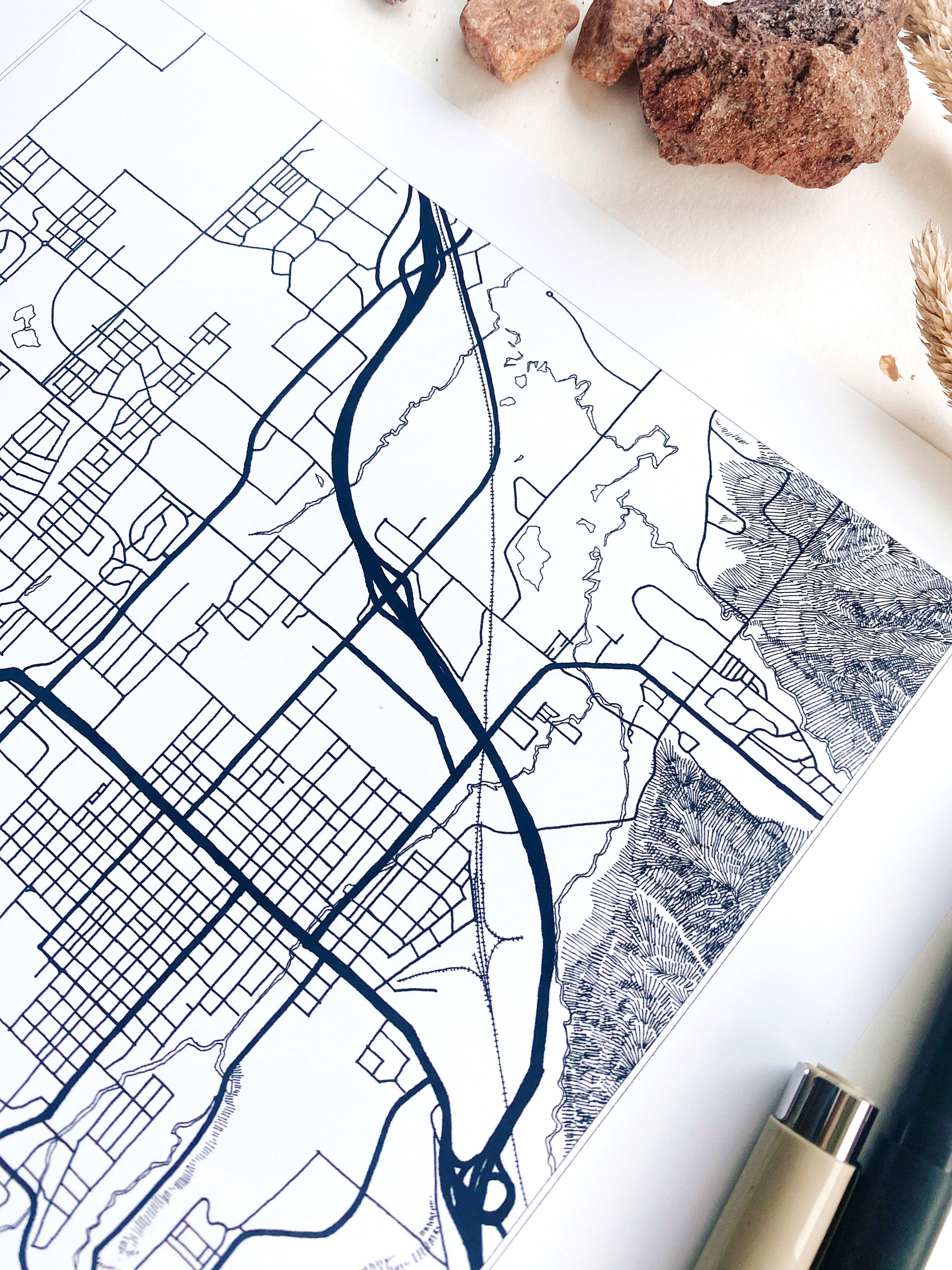 BOZEMAN Montana City Lines Map: Square PRINT