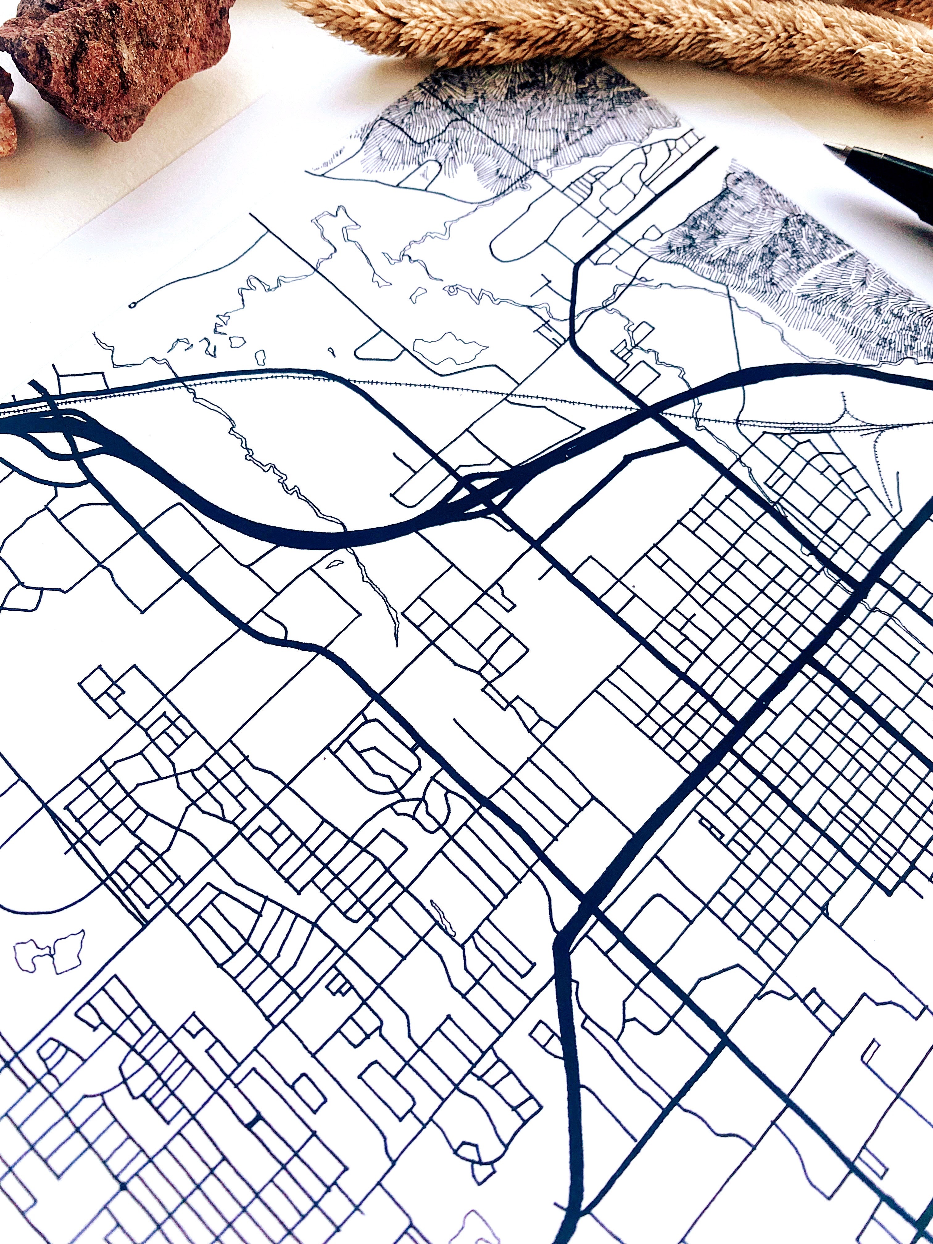 BOZEMAN Montana City Lines Map: PRINT