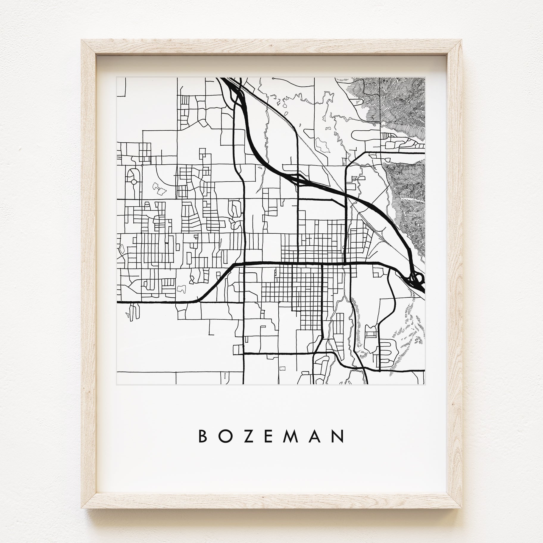 BOZEMAN Montana City Lines Map: PRINT