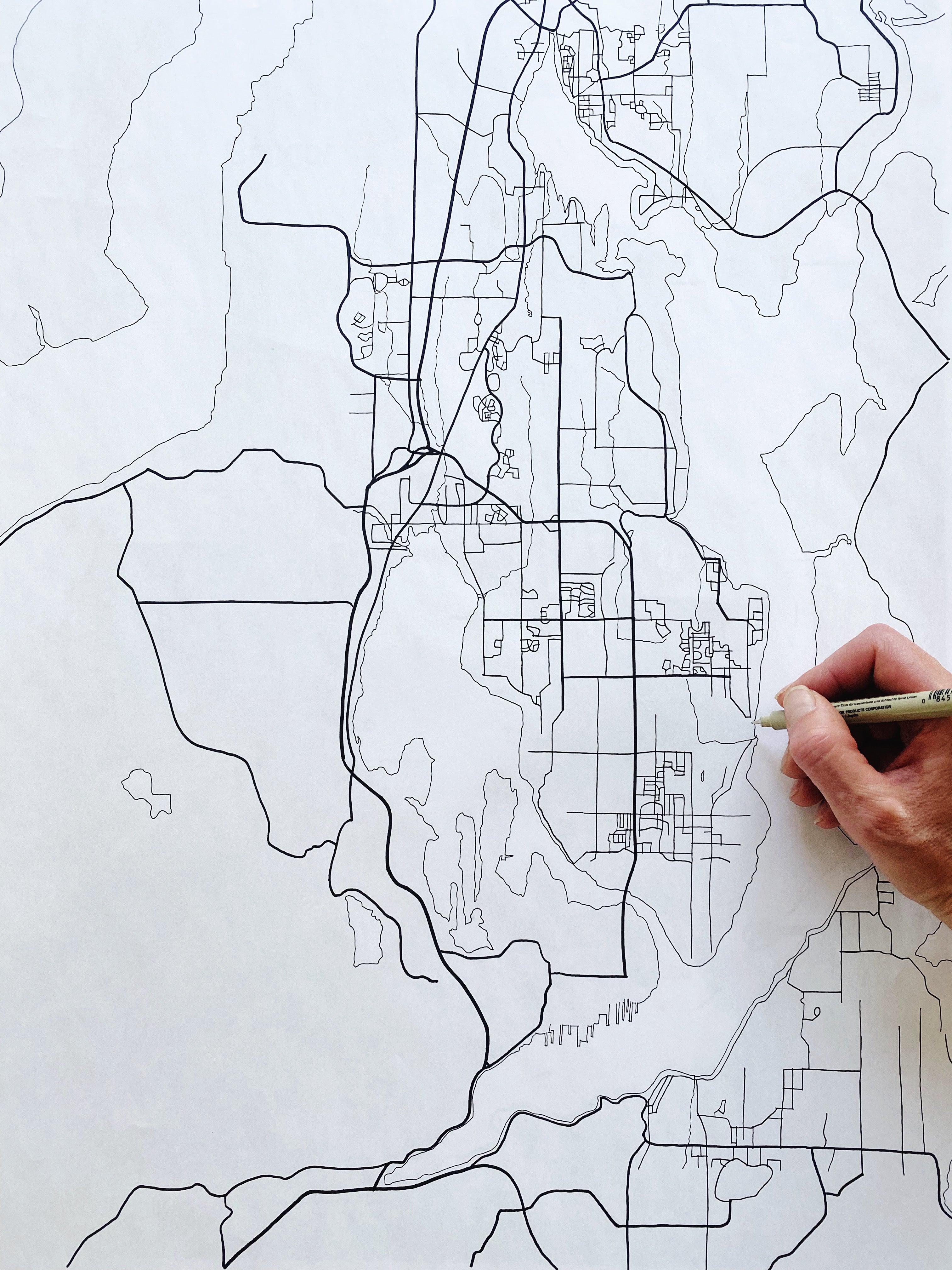 BREMERTON Washington Hand Drawn "Blueprint" Map: PRINT