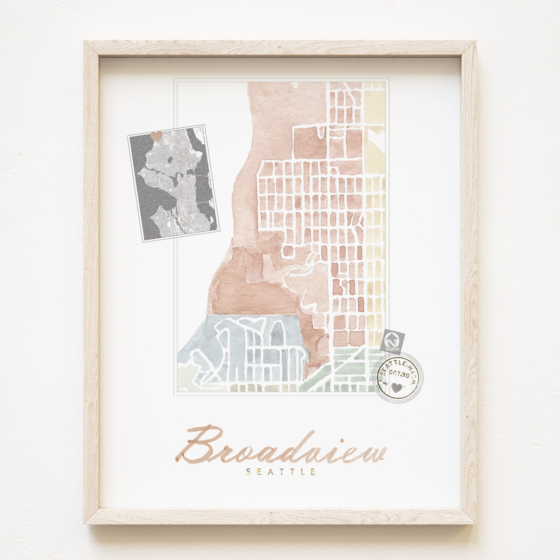 Broadview SEATTLE Neighborhood Watercolor Map: PRINT