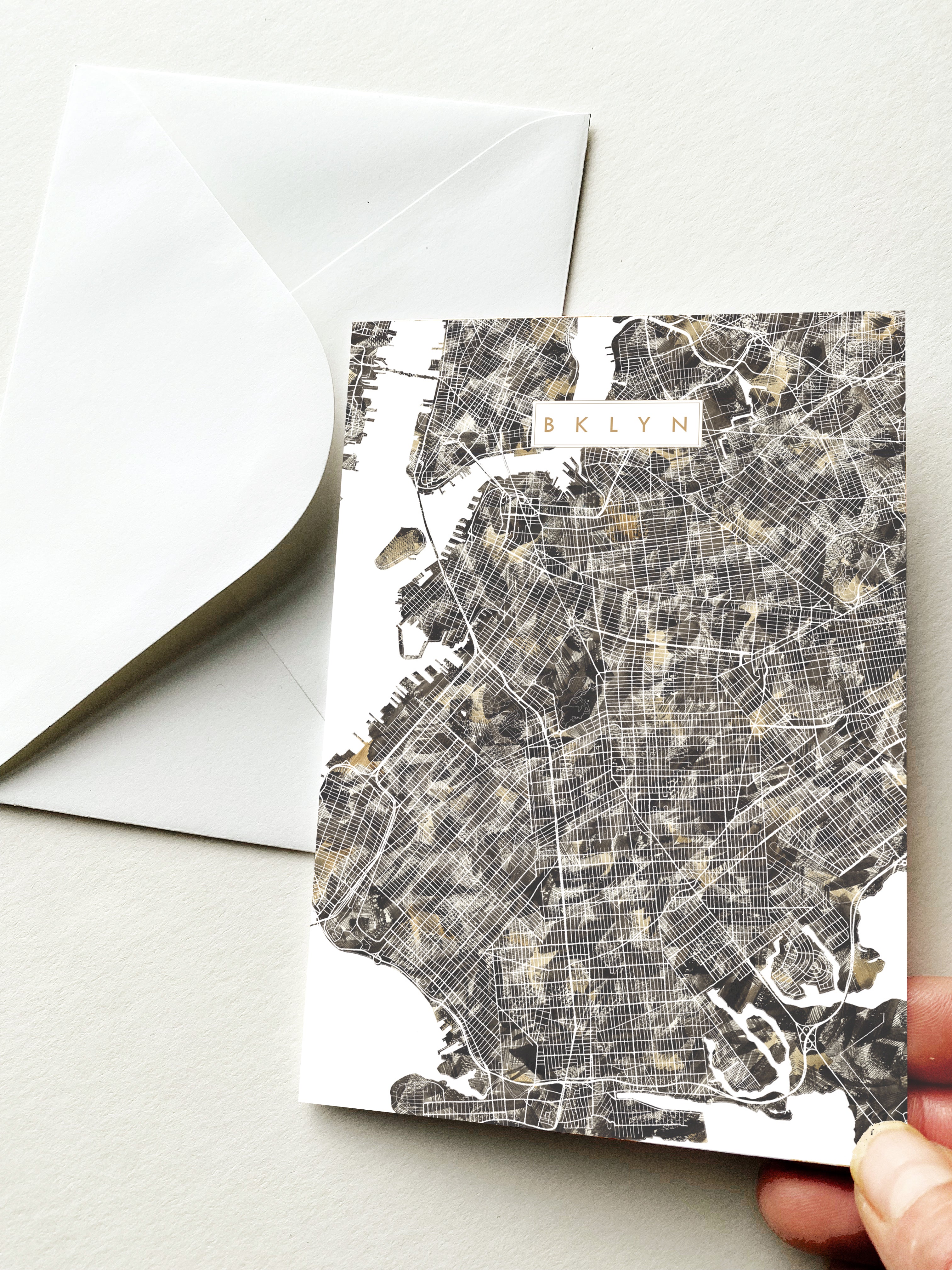 BKLYN Brooklyn New York Painted Map - city nickname greeting card