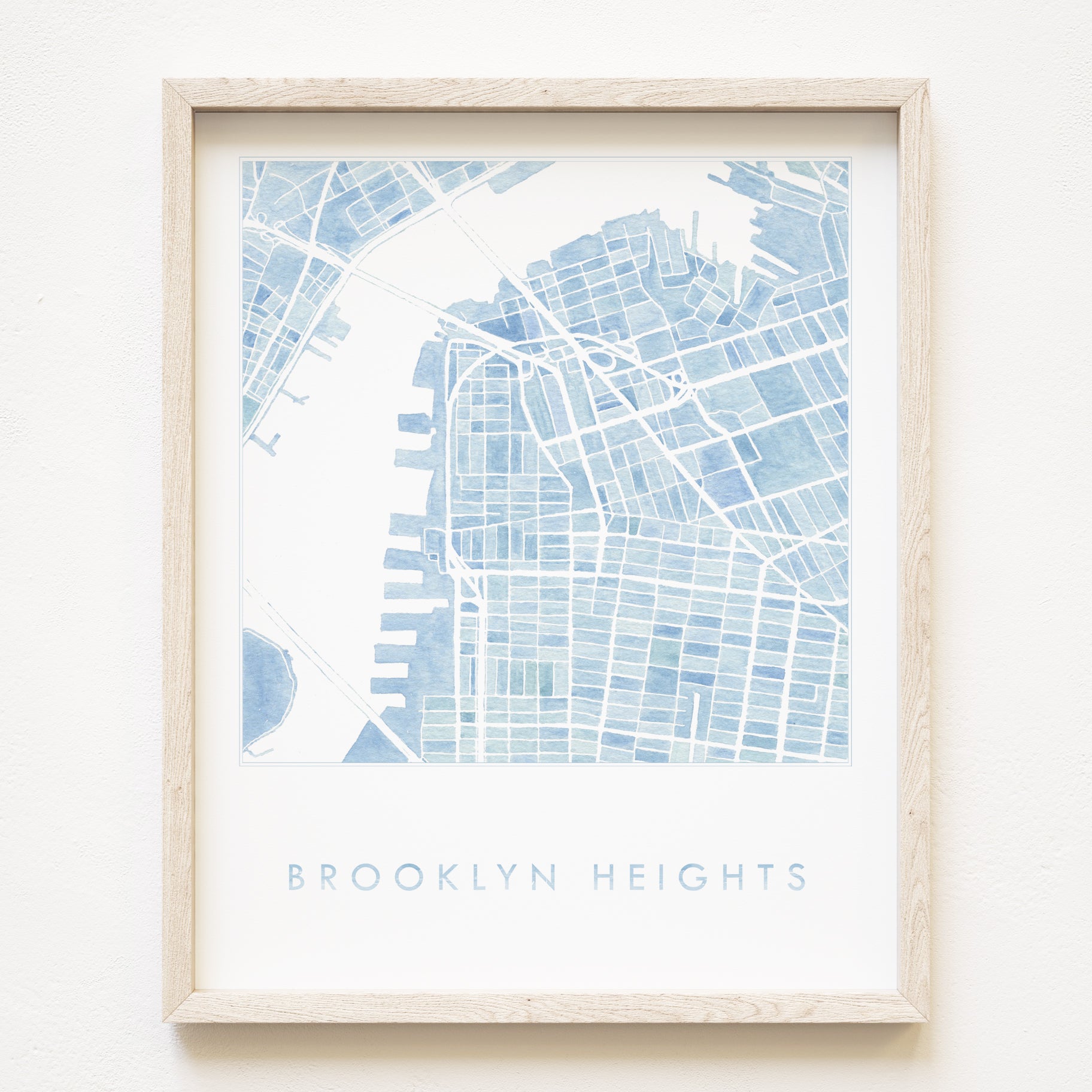 BROOKLYN HEIGHTS Watercolor City Blocks Map: PRINT