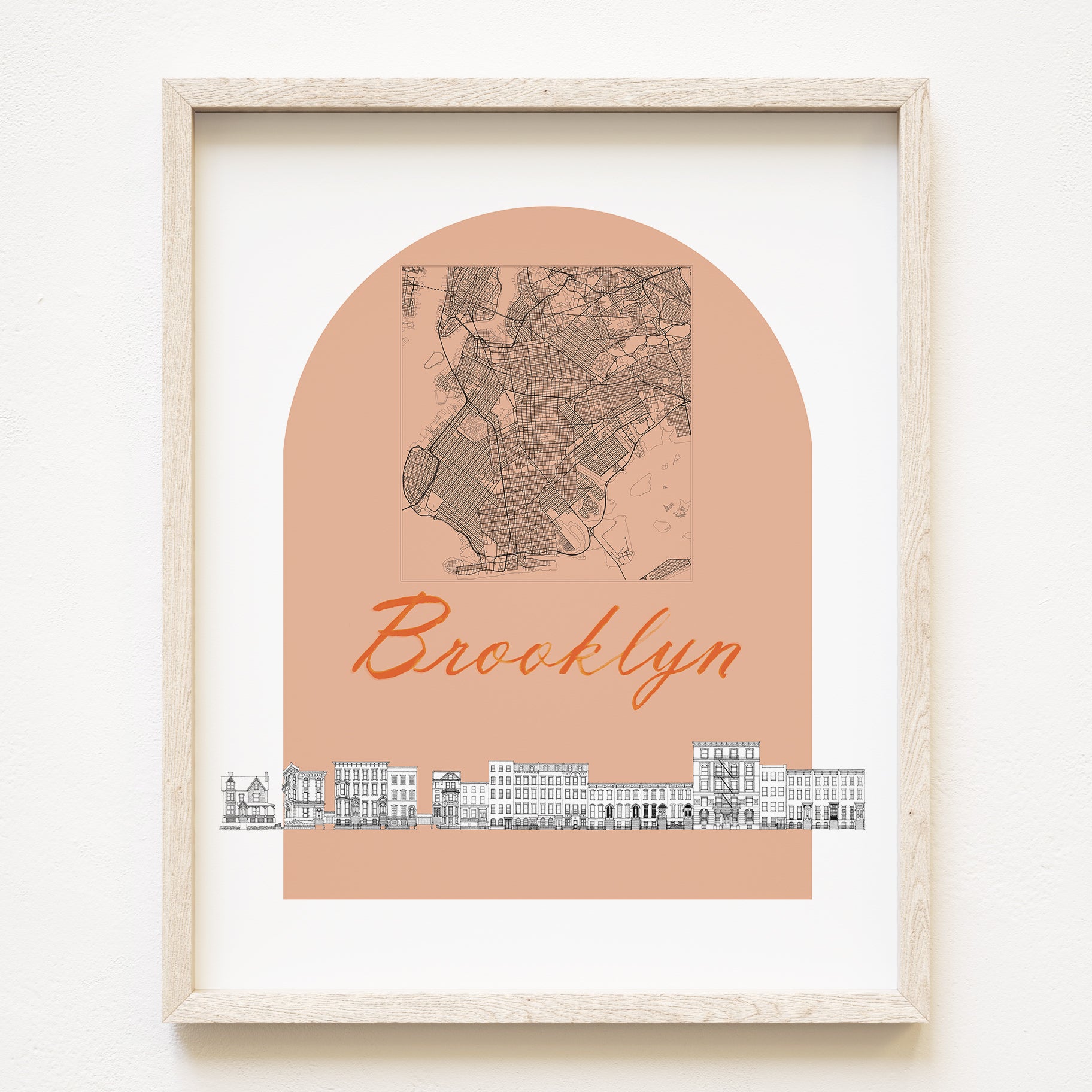 BROOKLYN Clinton Hill Streetscape + Map: PRINT