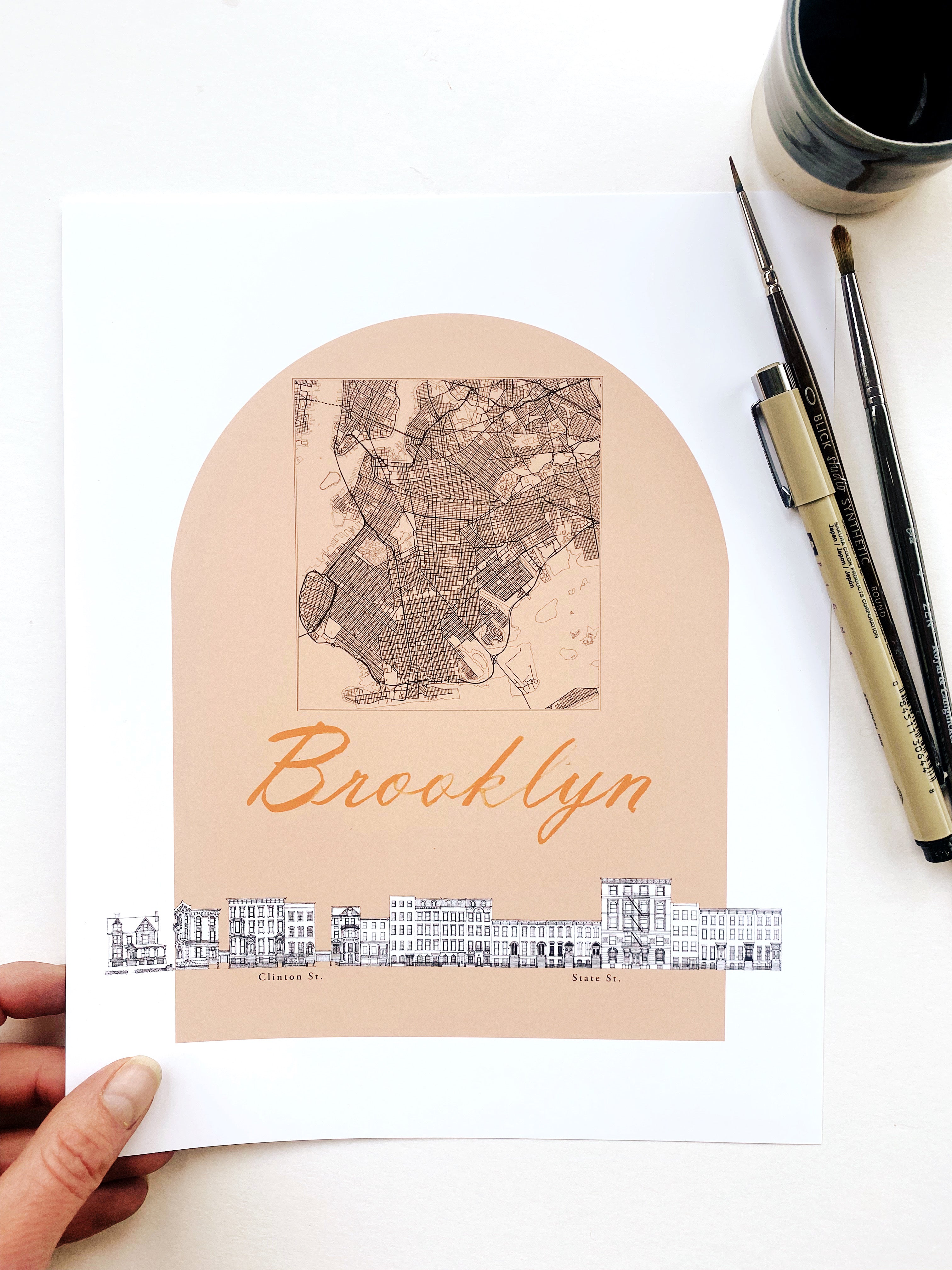 BROOKLYN Clinton Hill Streetscape + Map: PRINT