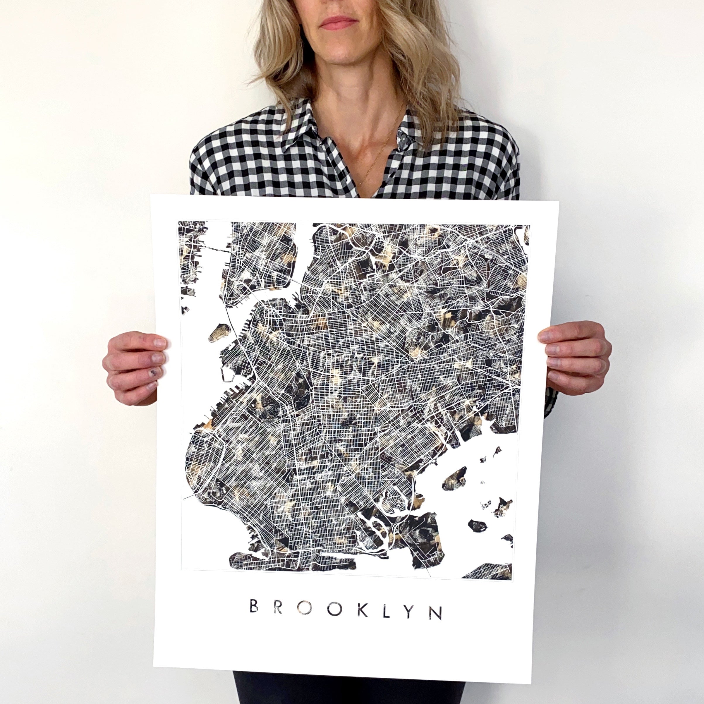 Custom YOUR CITY: Painted "Urban Fabrics" Map: PRINT: Wholesale Only