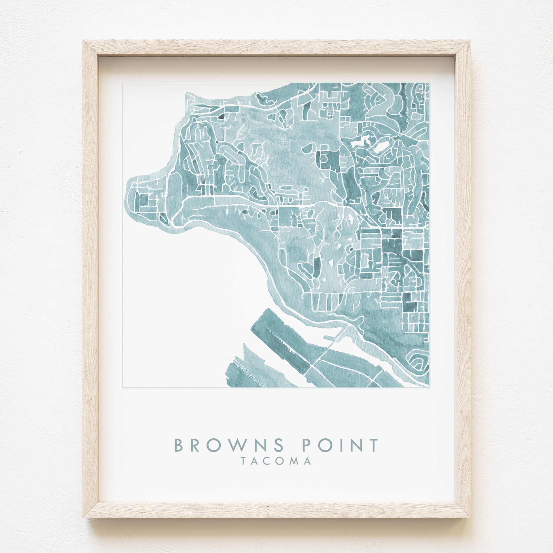 Browns Point TACOMA Neighborhood Watercolor Map: PRINT