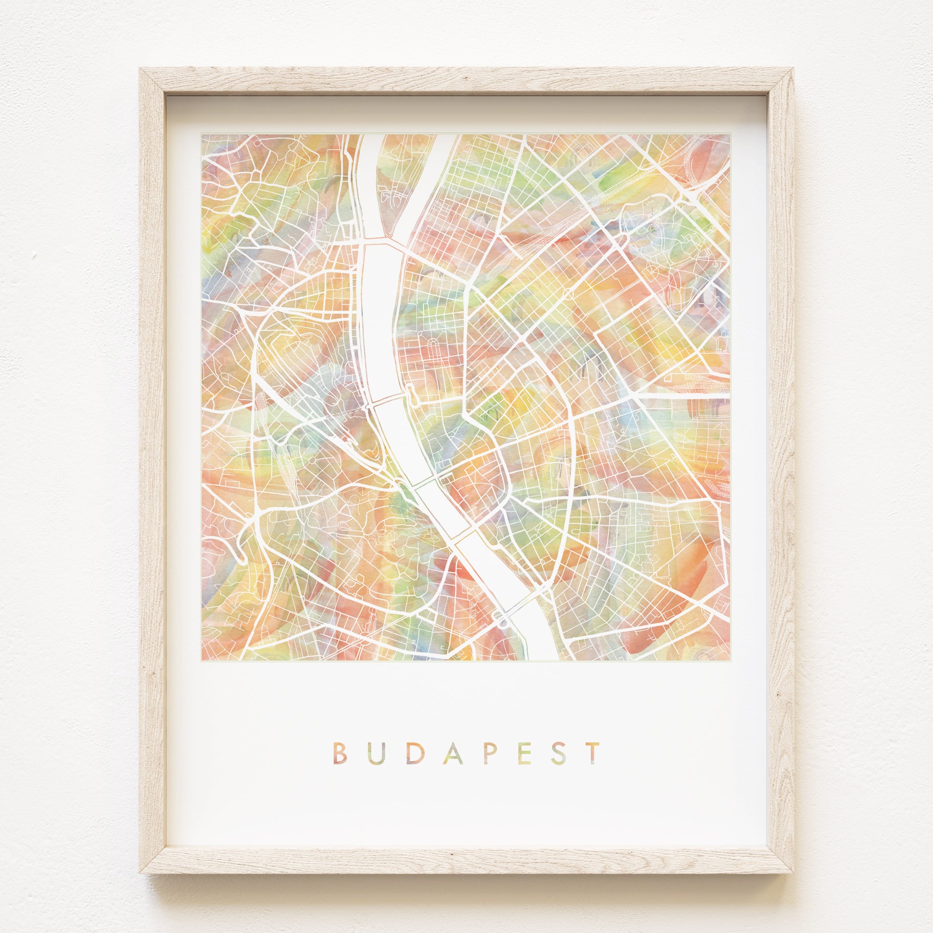 BUDAPEST Pride Rainbow Watercolor Map: PRINT