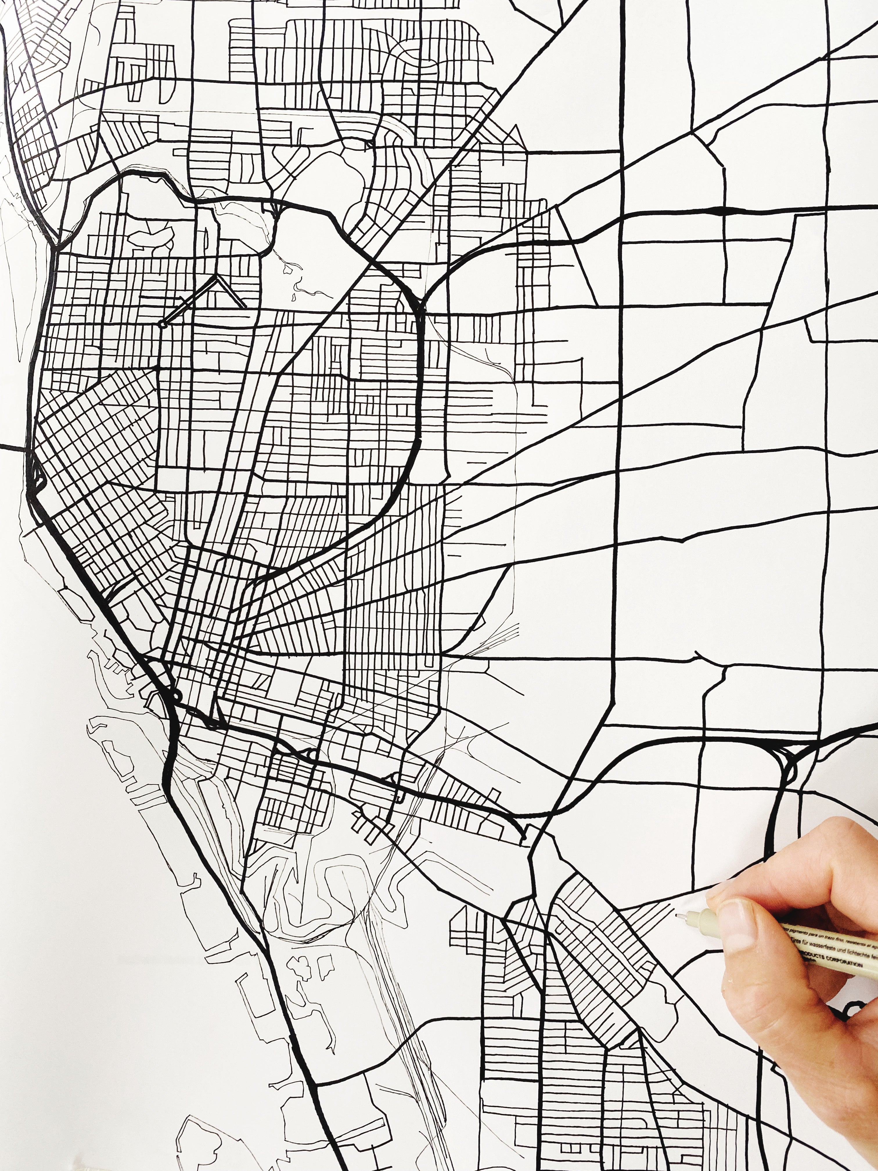 Custom YOUR CITY: Black and White "City Lines" Map: PRINT: Wholesale Only