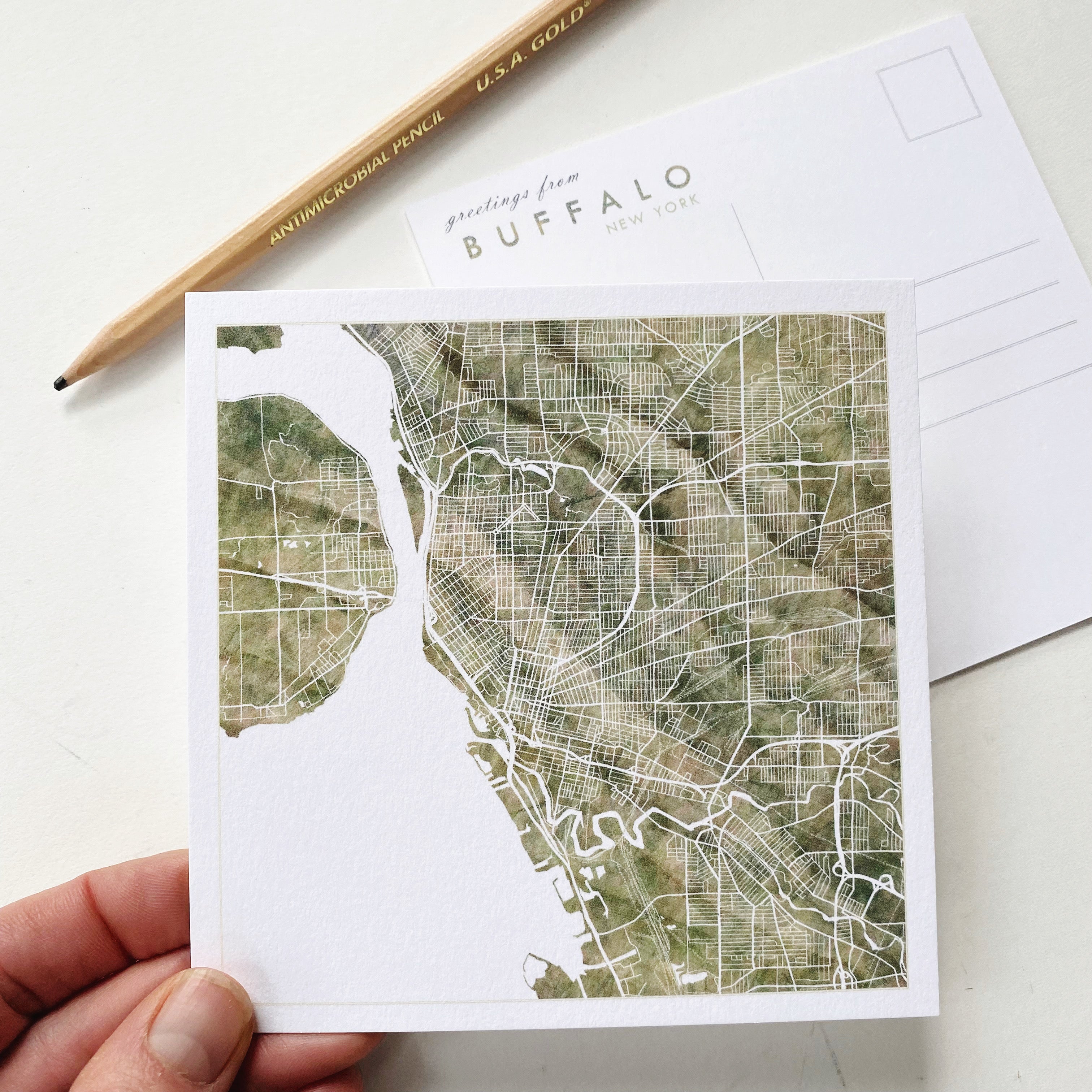 Customize YOUR CITY/PLACE Art Map: Square POSTCARD: Wholesale Only