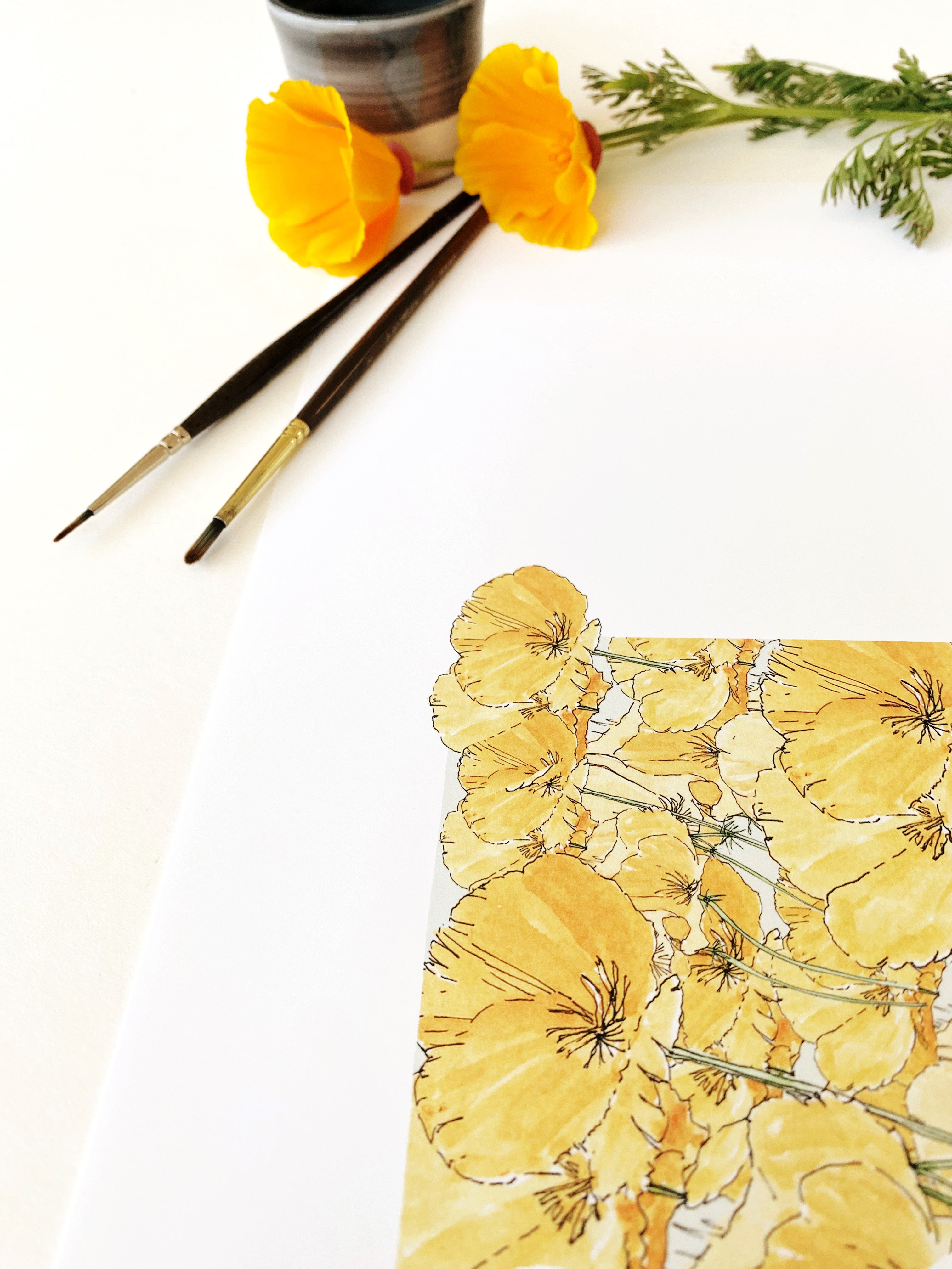 CALIFORNIA State Flower Map: California Poppy: PRINT