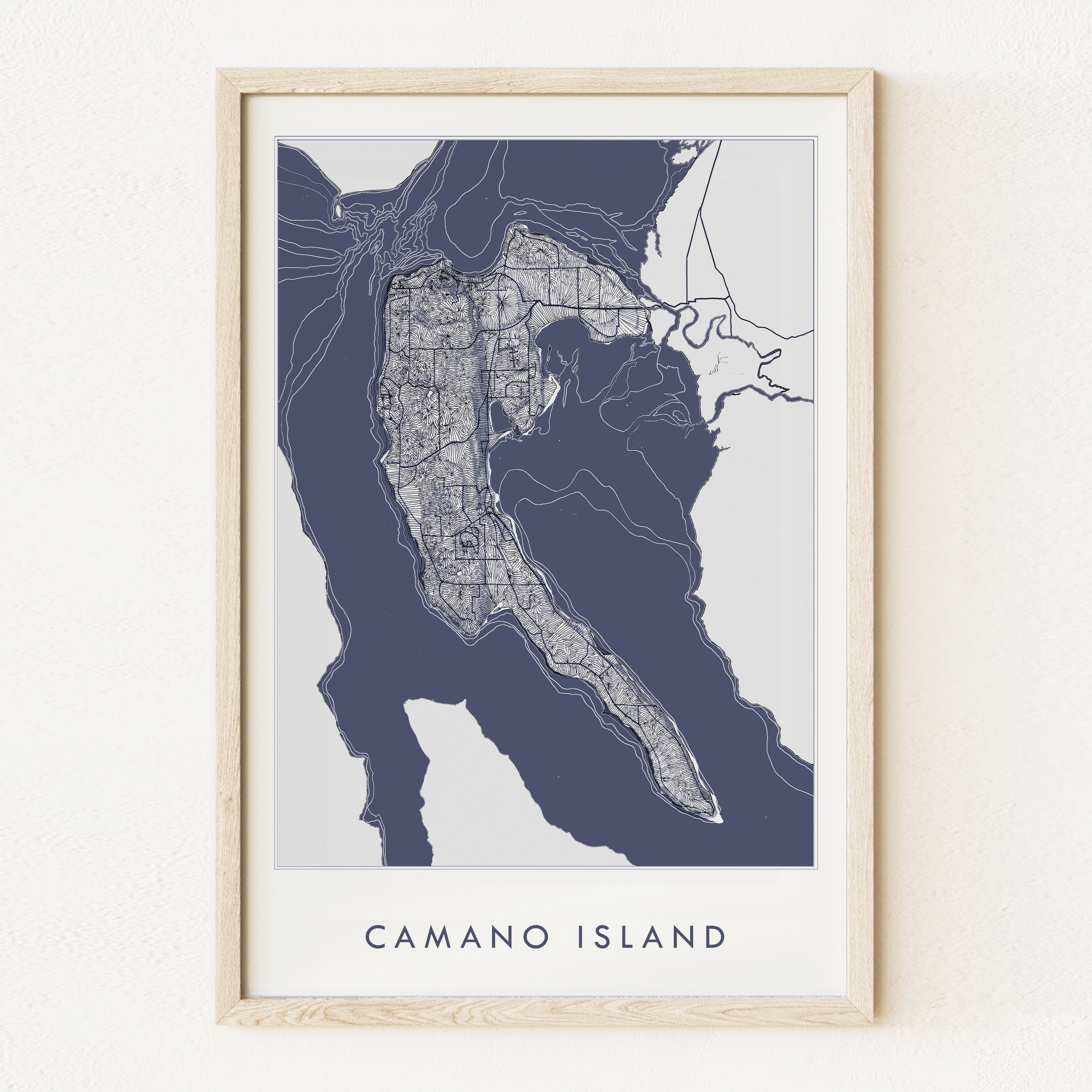 CAMANO ISLAND Washington "Blueprint" Map-Drawing: PRINT
