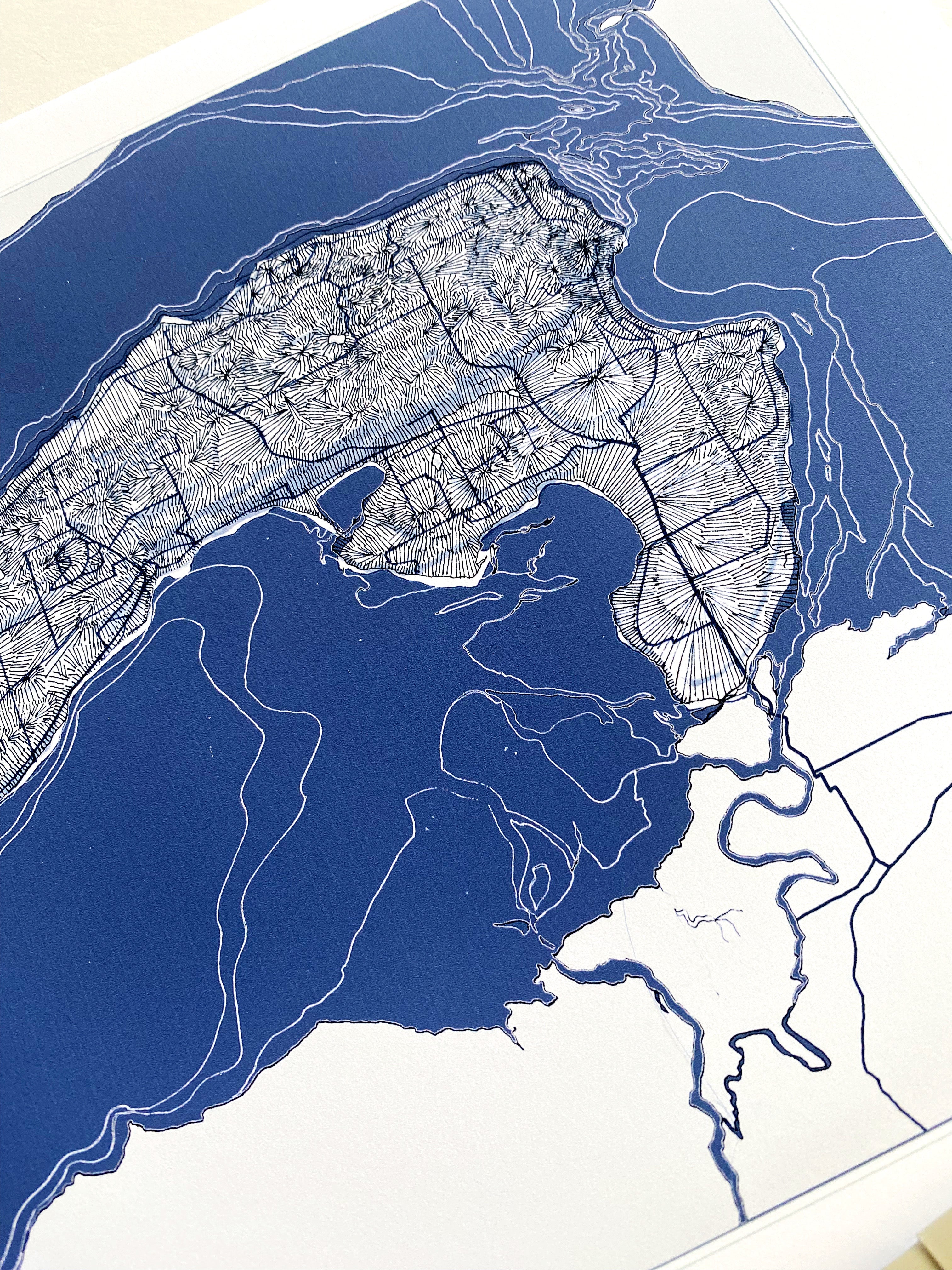 CAMANO ISLAND Washington "Blueprint" Map-Drawing: PRINT