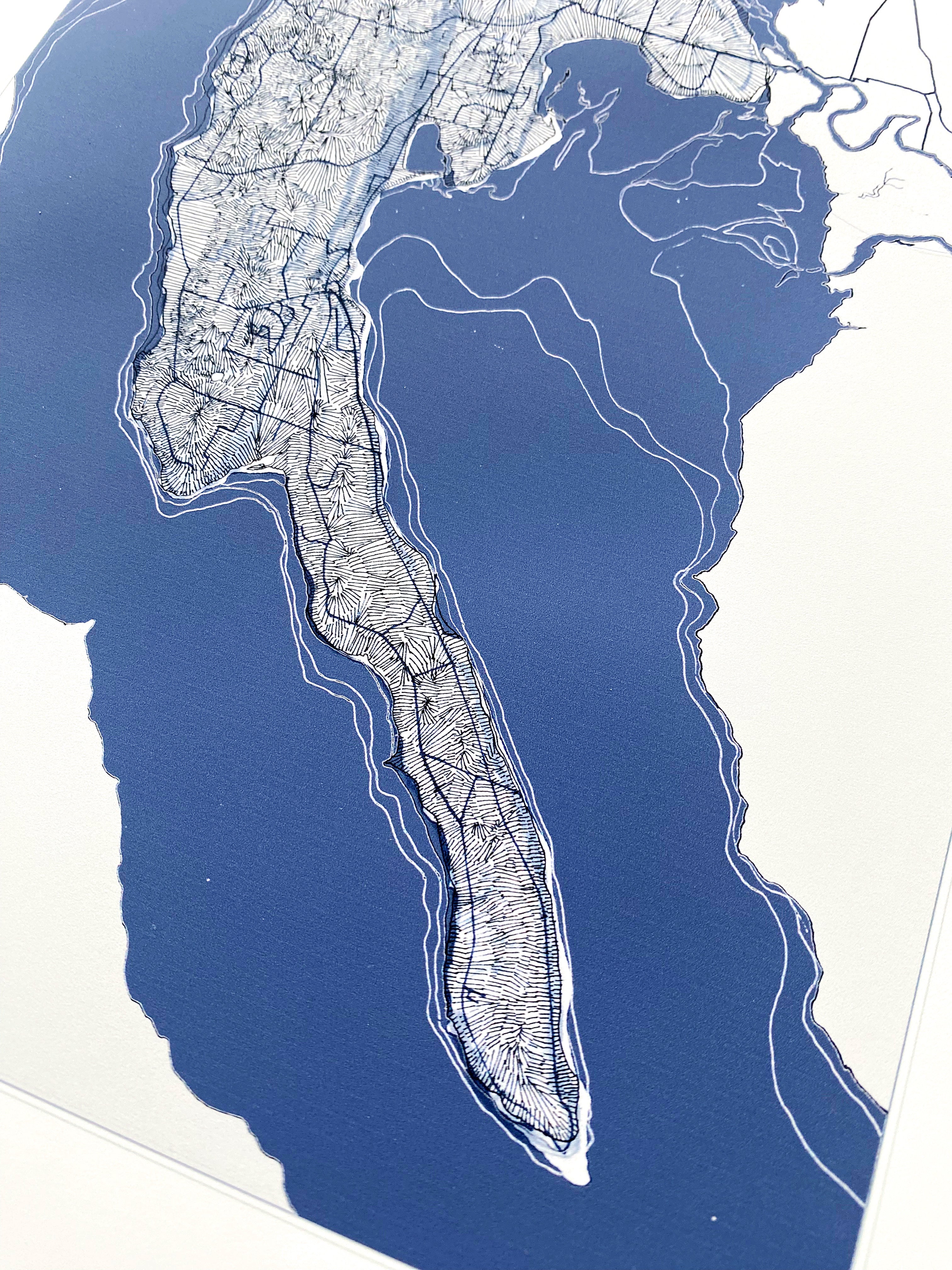 CAMANO ISLAND Washington "Blueprint" Map-Drawing: PRINT