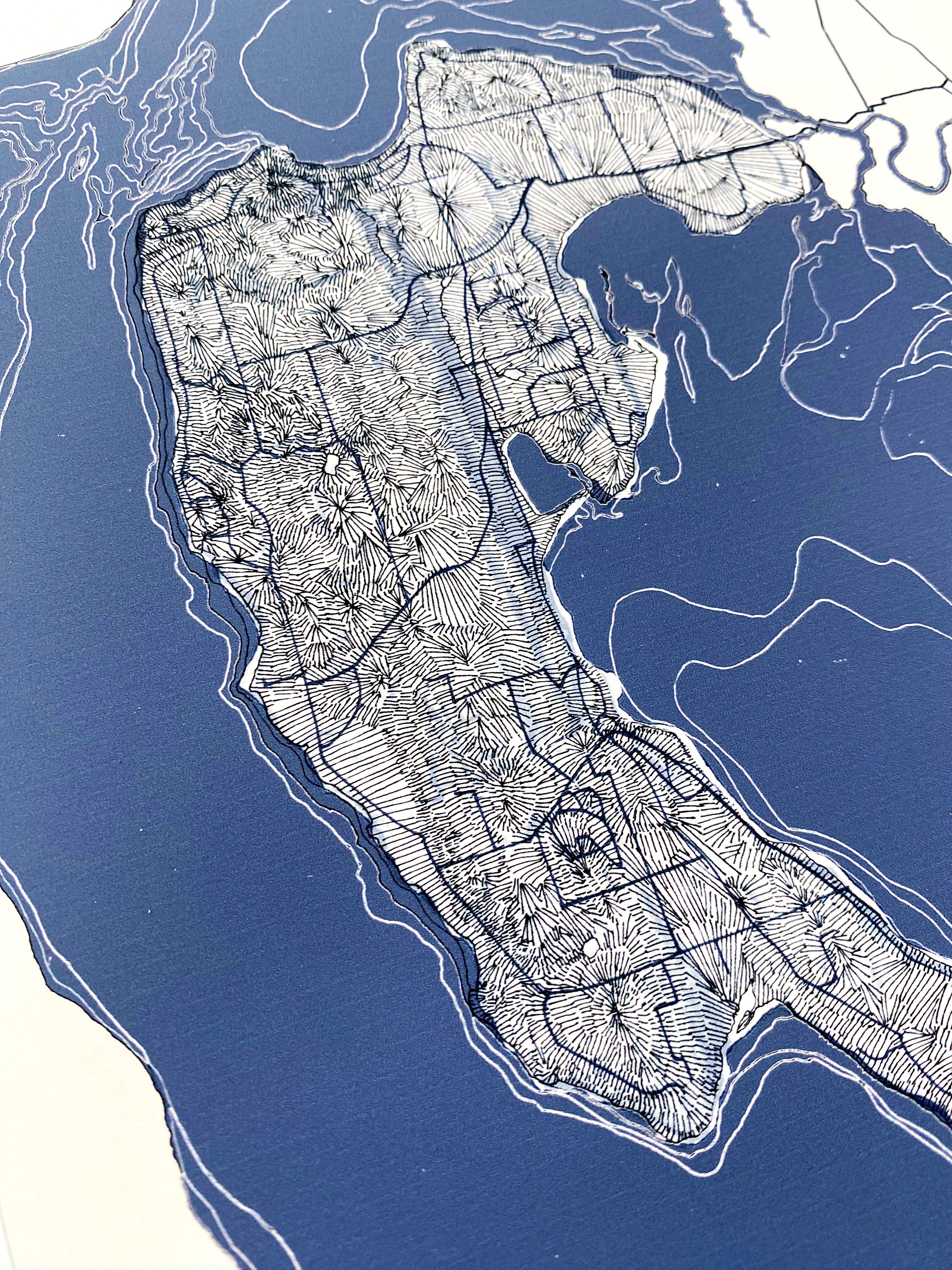 CAMANO ISLAND Washington "Blueprint" Map-Drawing: PRINT