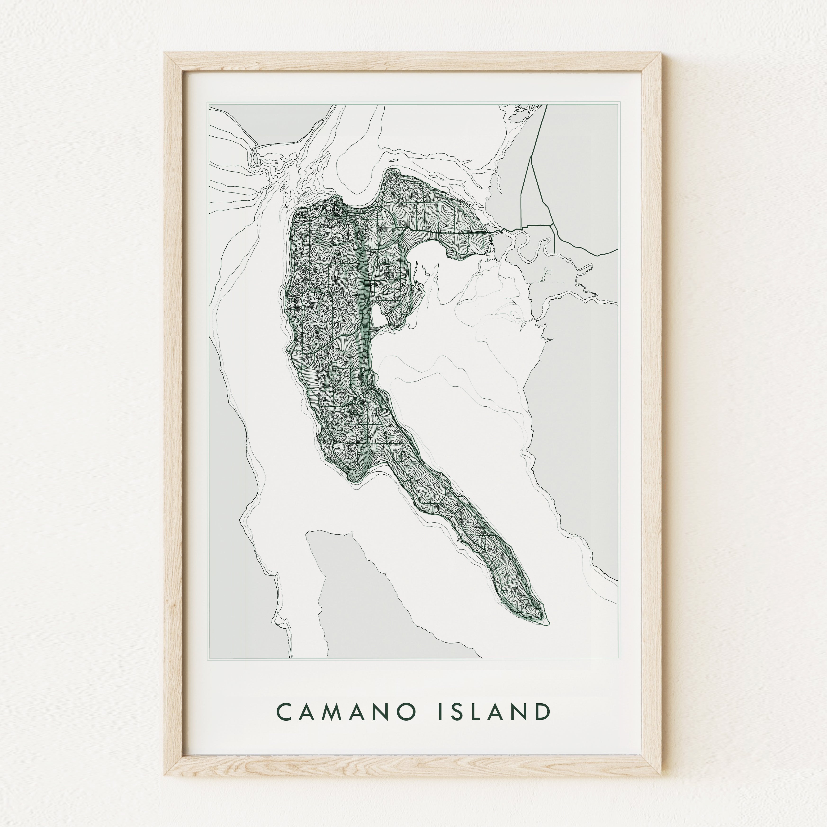 CAMANO ISLAND Washington "Sound Shores" Land + Water Map: PRINT