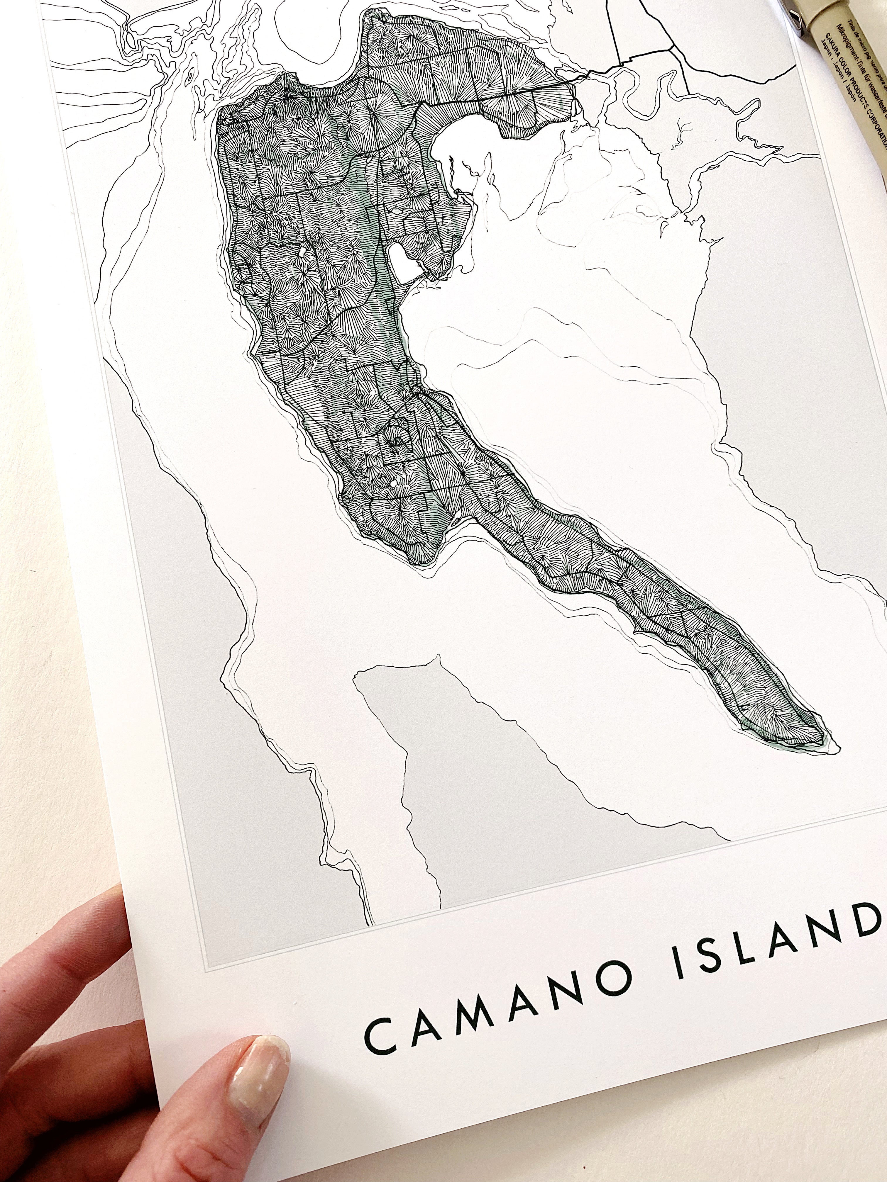 CAMANO ISLAND Washington "Sound Shores" Land + Water Map: PRINT