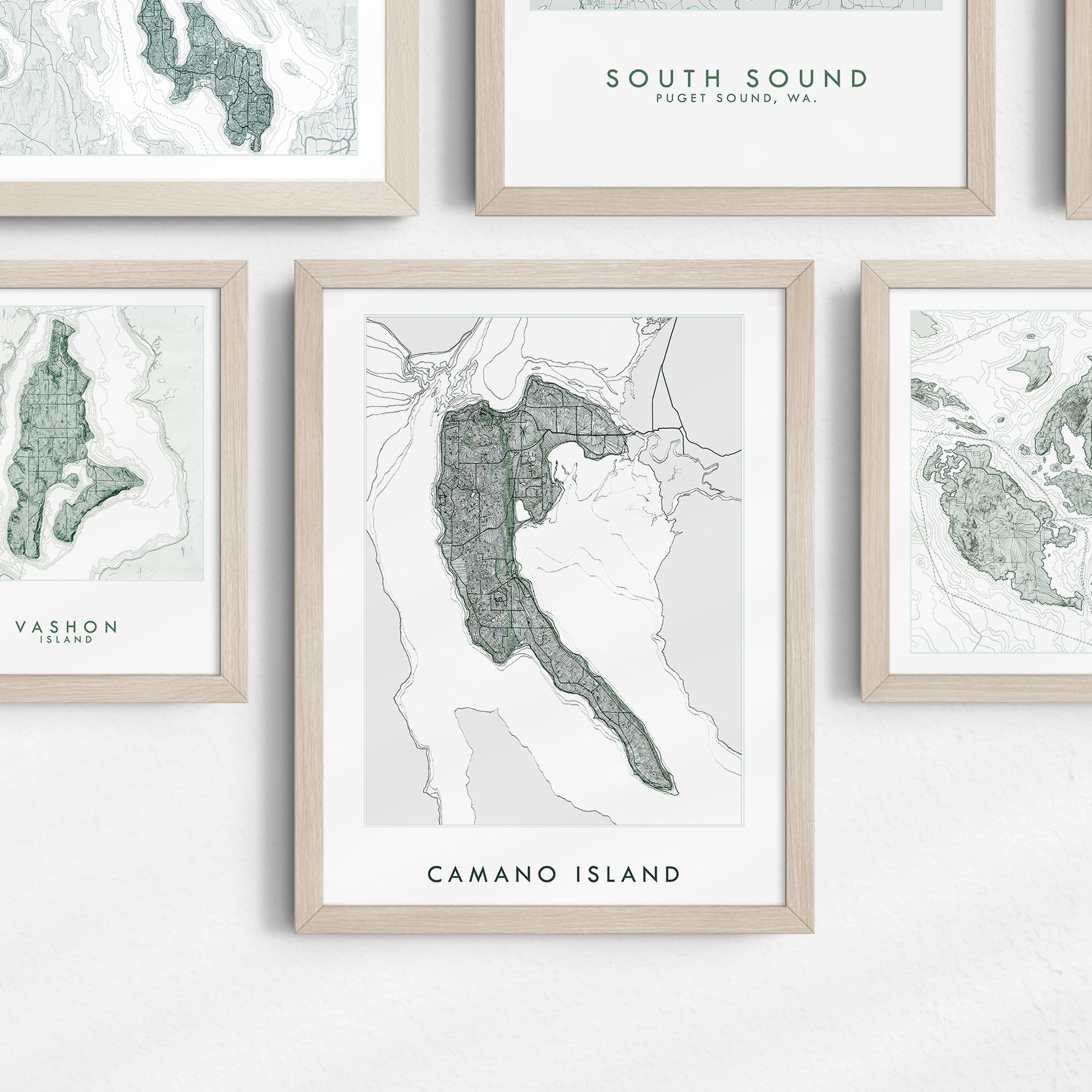 CAMANO ISLAND Washington "Sound Shores" Land + Water Map: PRINT