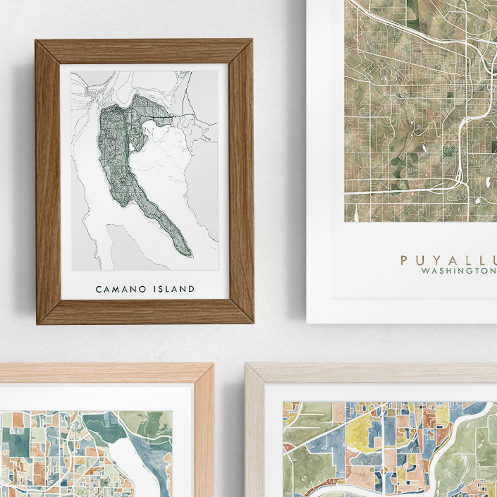 CAMANO ISLAND Washington "Sound Shores" Land + Water Map: PRINT