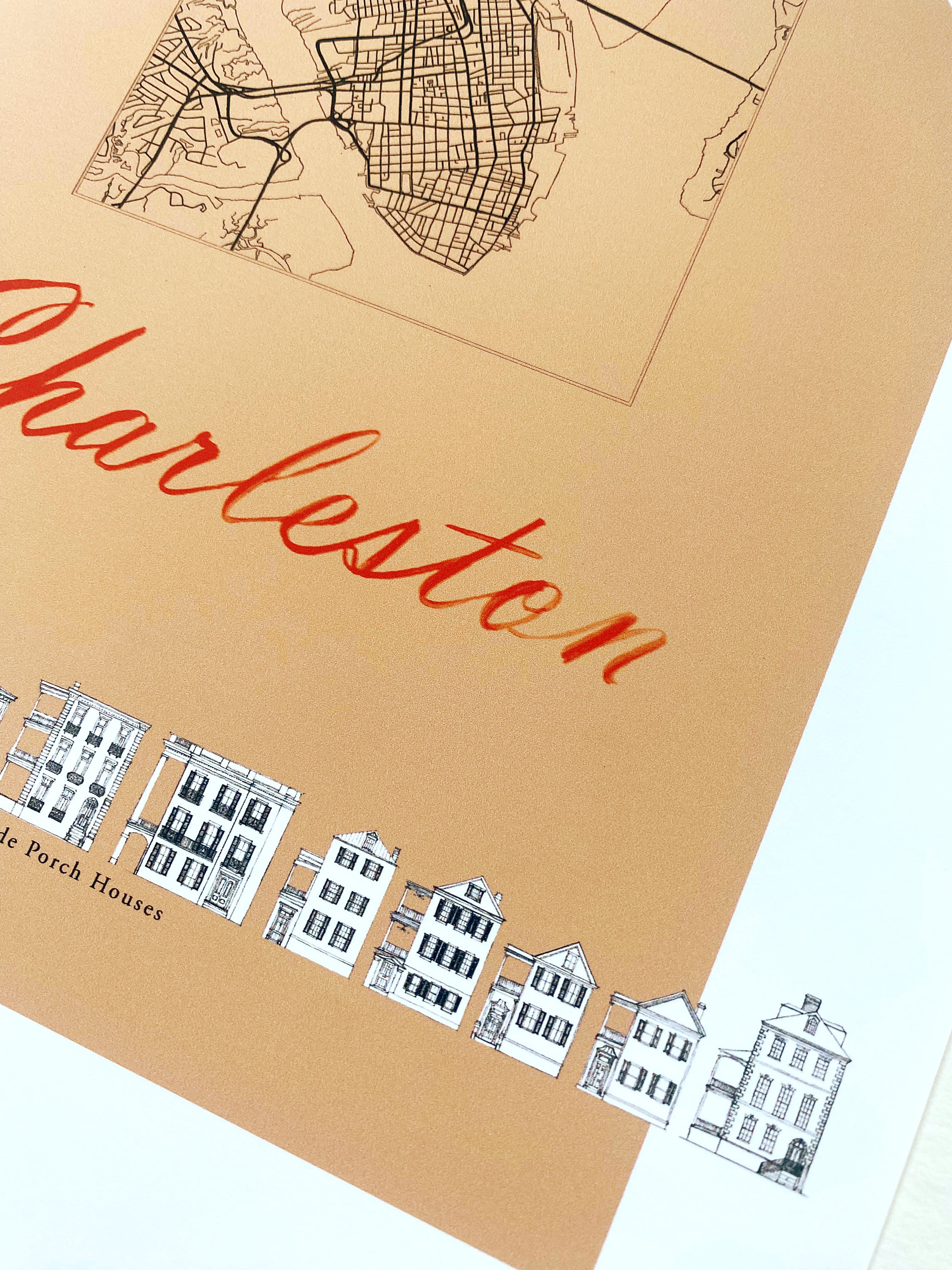 CHARLESTON South Carolina Streetscape + Map: PRINT