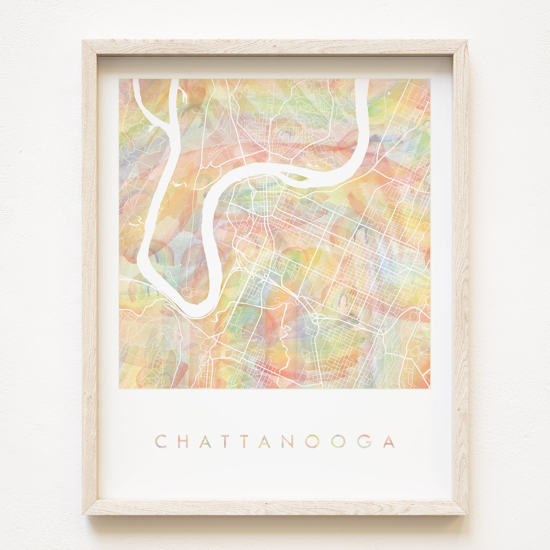 CHATTANOOGA Pride Rainbow Watercolor Map: PRINT