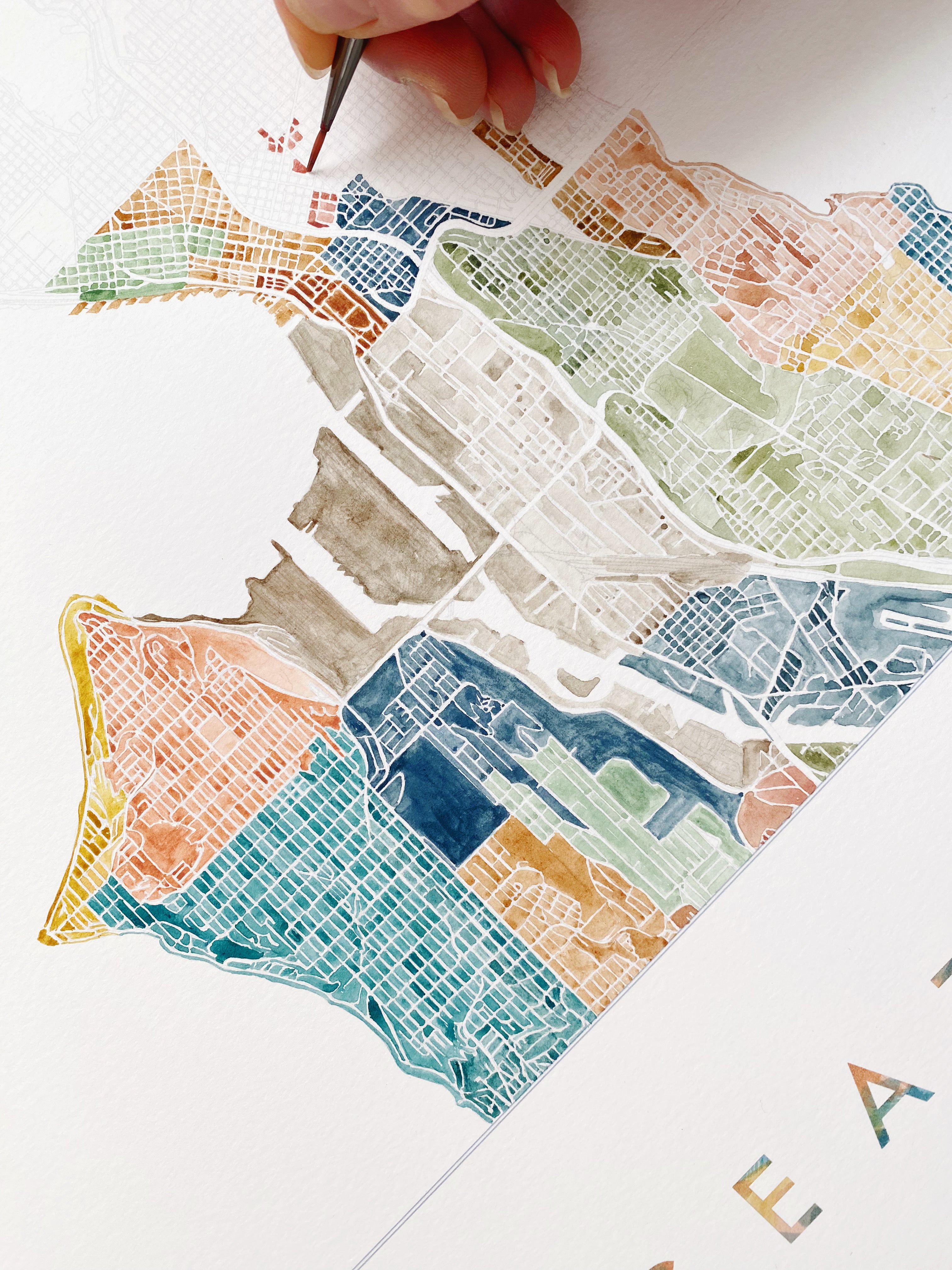 Alki SEATTLE Neighborhood Watercolor Map: PRINT
