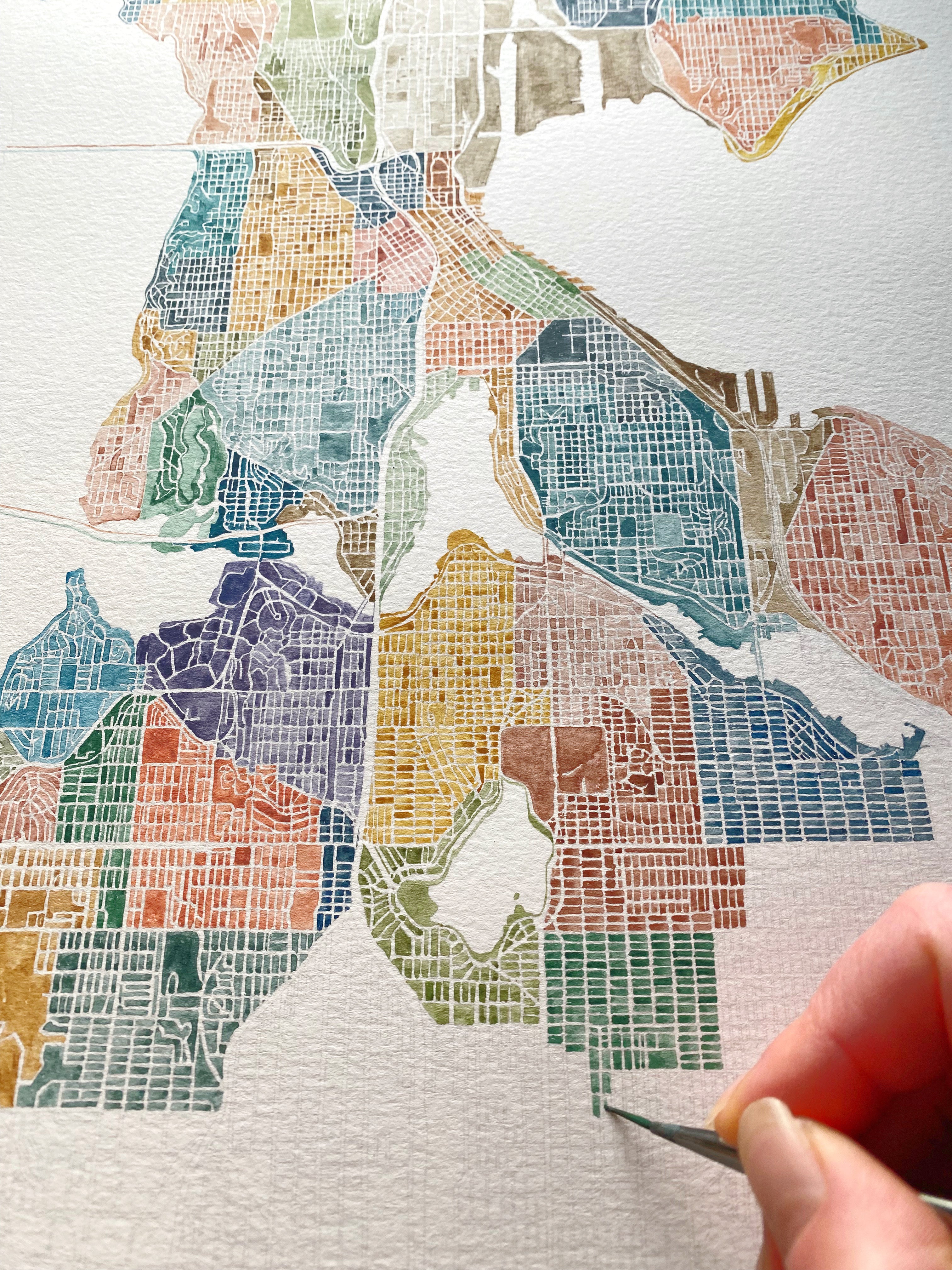 Roosevelt SEATTLE Neighborhood Watercolor Map: PRINT