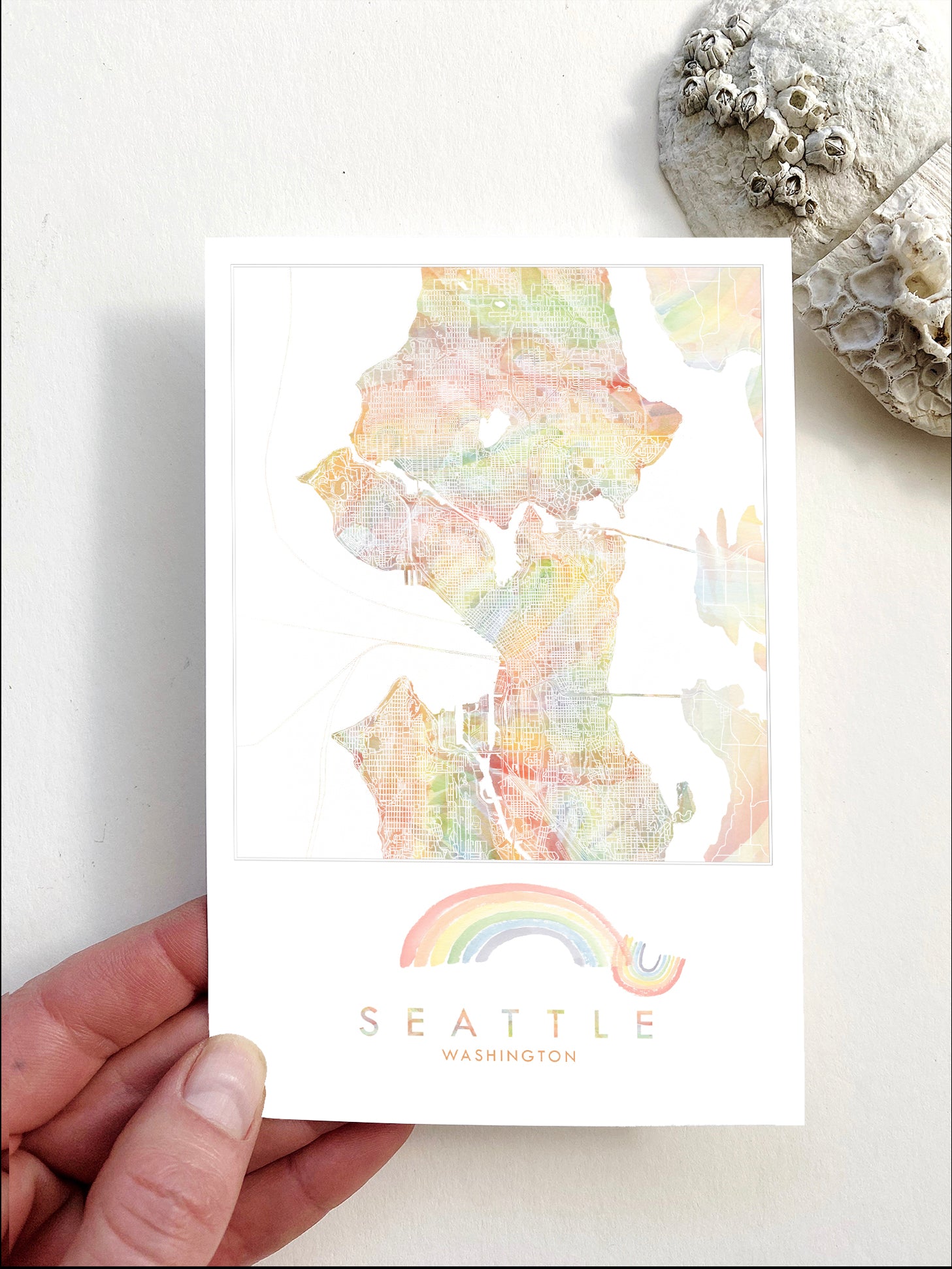 SEATTLE Washington Rainbow PRIDE Map Postcard