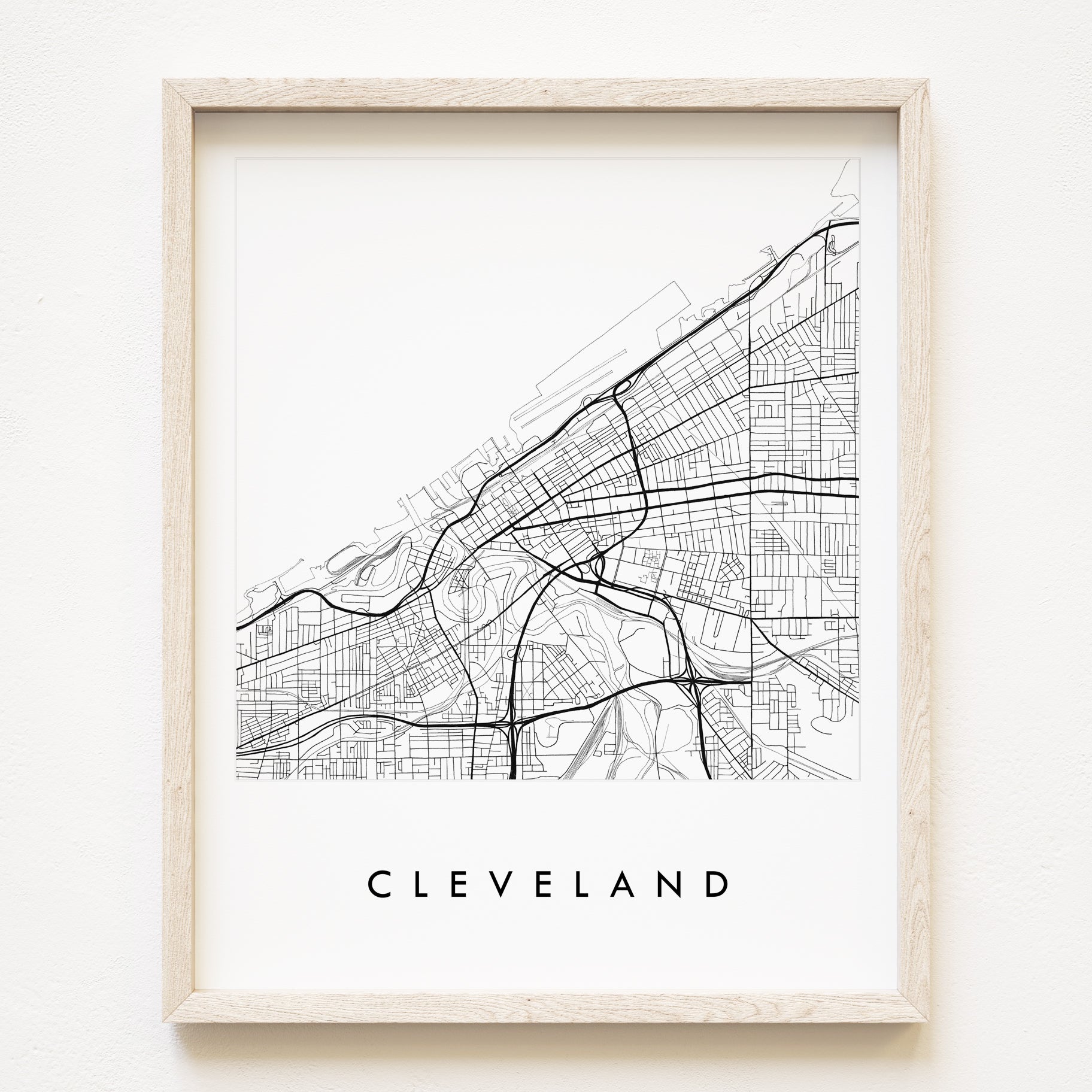 CLEVELAND City Lines Map: PRINT