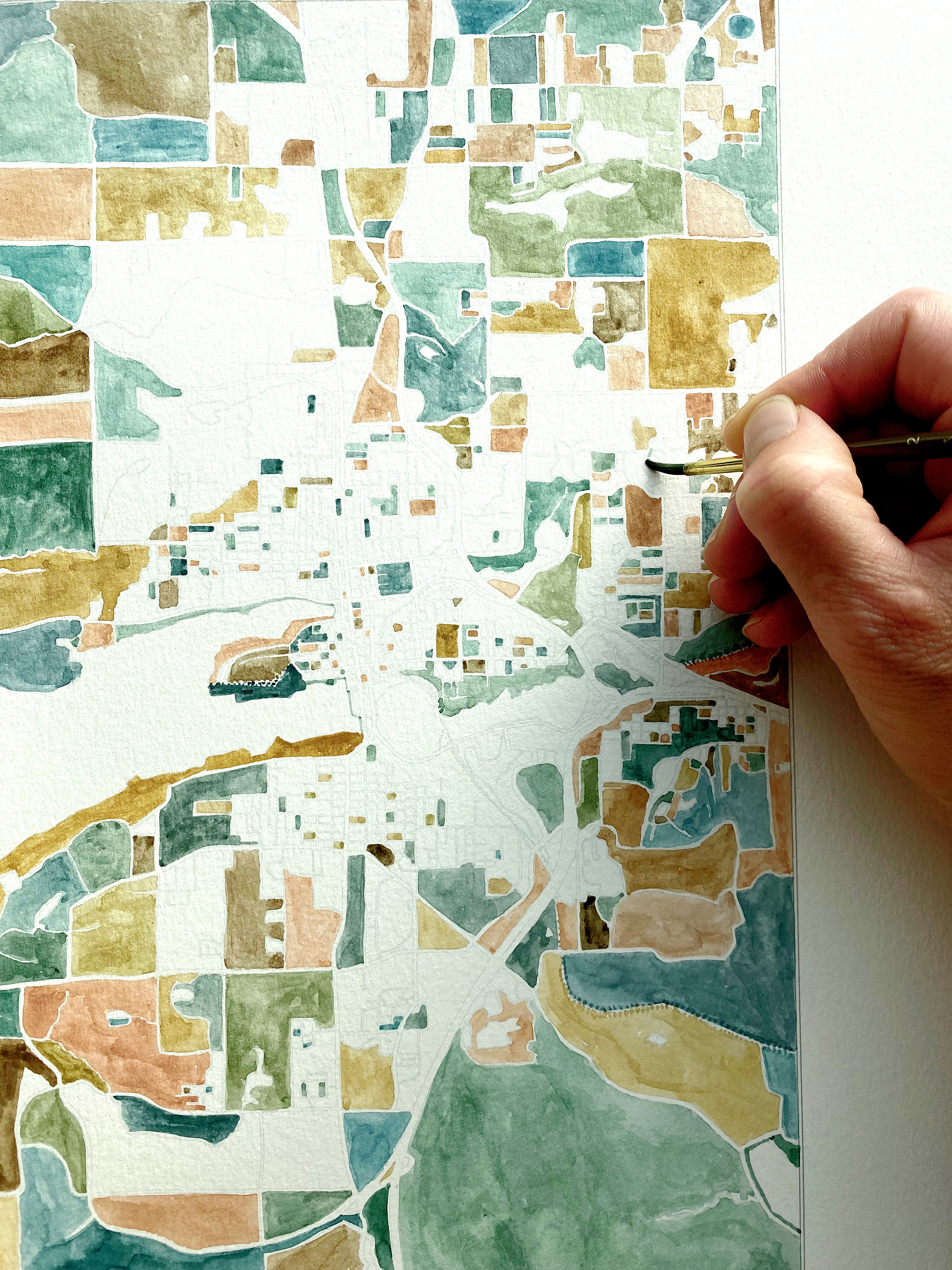 ColorFULL OLYMPIA Washington Watercolor Map: Square Postcard