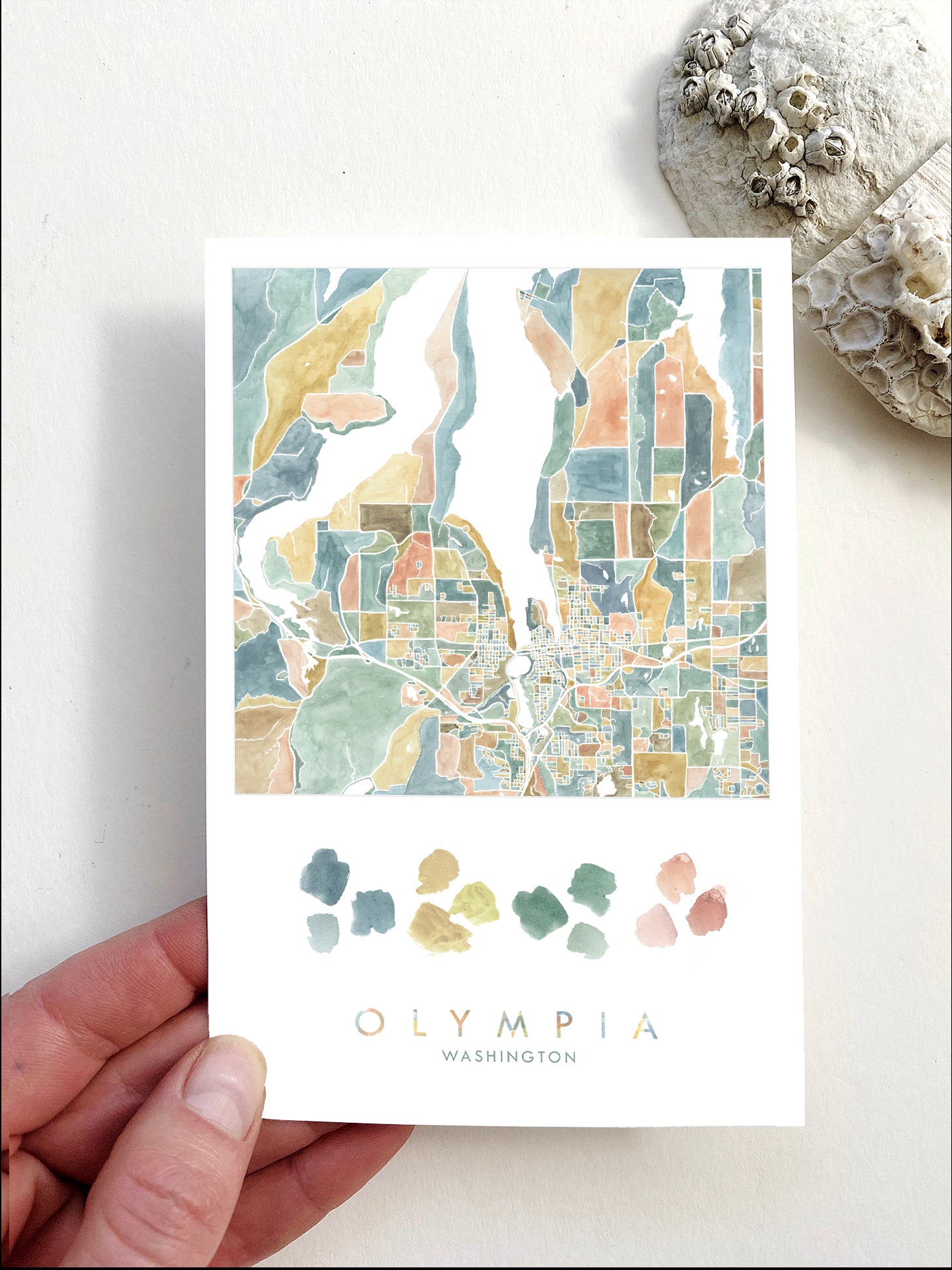 ColorFULL OLYMPIA Washington Map Postcard